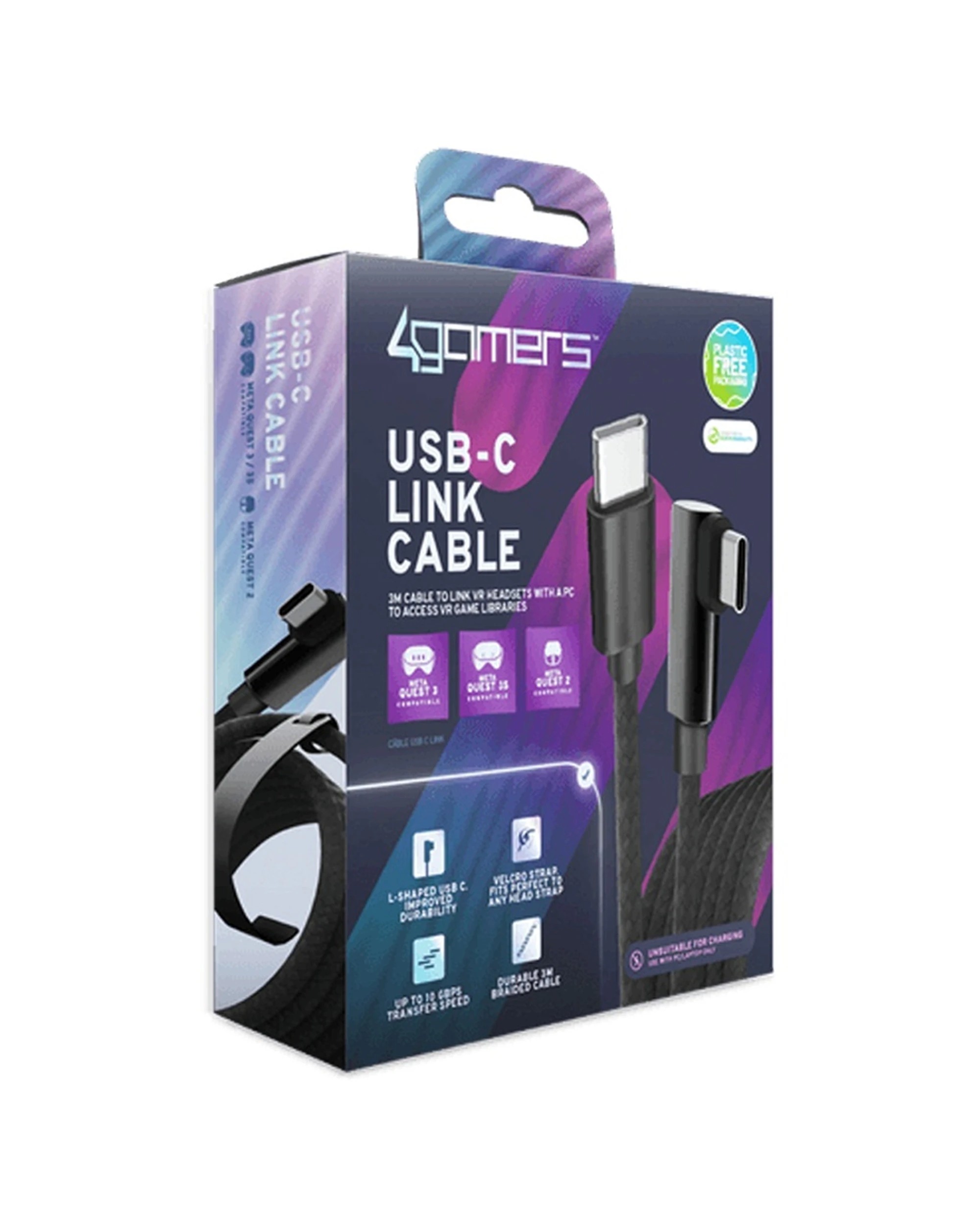 2 4Gamers USB-C Link Cable Meta Quest 2 3 And 3S PICO 4 Magnetic Connection - Black, 2 of 5
