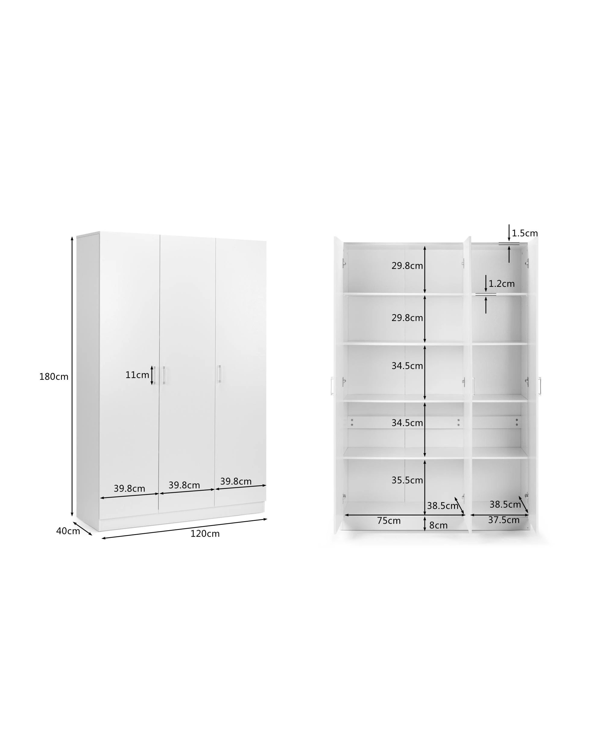 10 Kodu Ivy Pantry Cupboard Storage Cabinet 3 Door 5 Tier Shelf Multipurpose - White, 10 of 10
