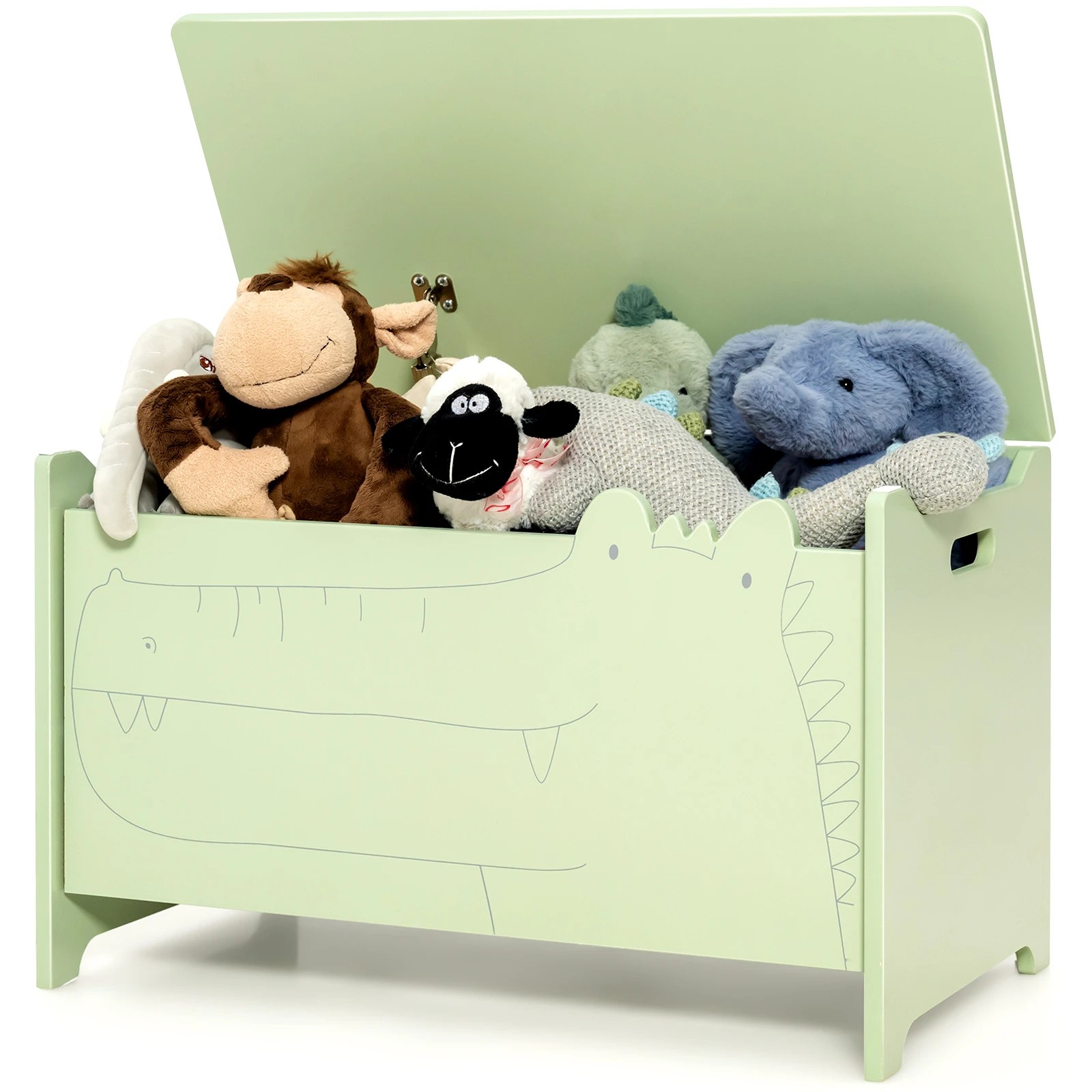 1 Costway 60cm Toy Box Storage Chest Playroom Organizer w/Flip-Top Lid - Green, 1 of 3