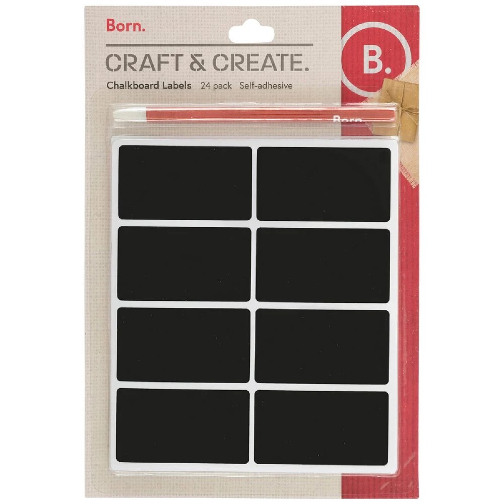 1 Born Chalkboard Labels Rectangle 24 Pack, 1 of 2