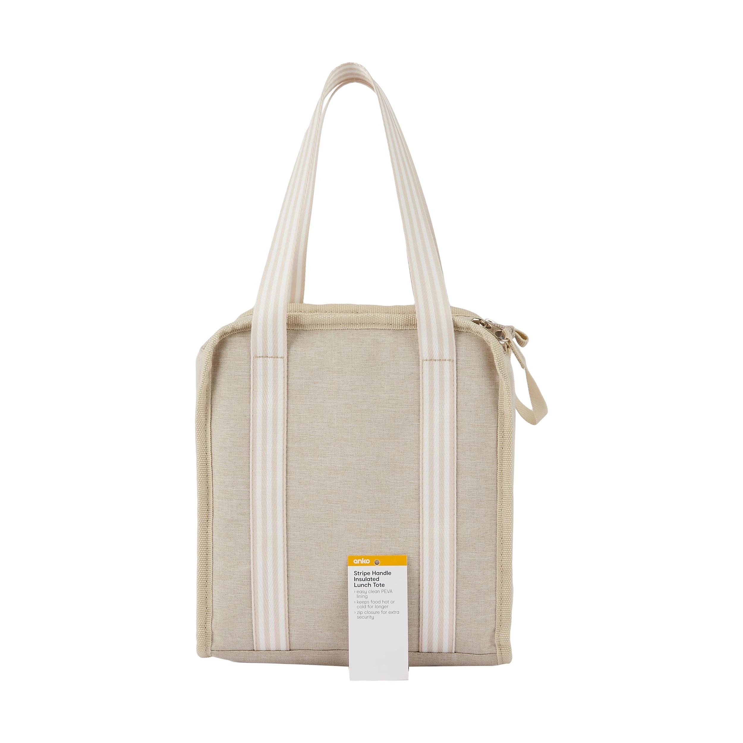 4 Stripe Handle Insulated Lunch Tote Bag, 4 of 4