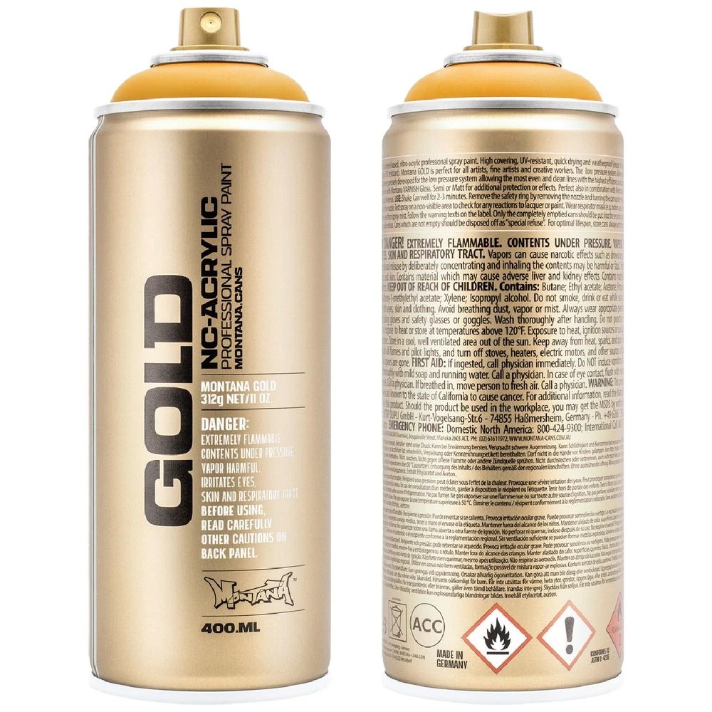 1 Montana GOLD Spray Paint 400mL Gold Matte, 1 of 2