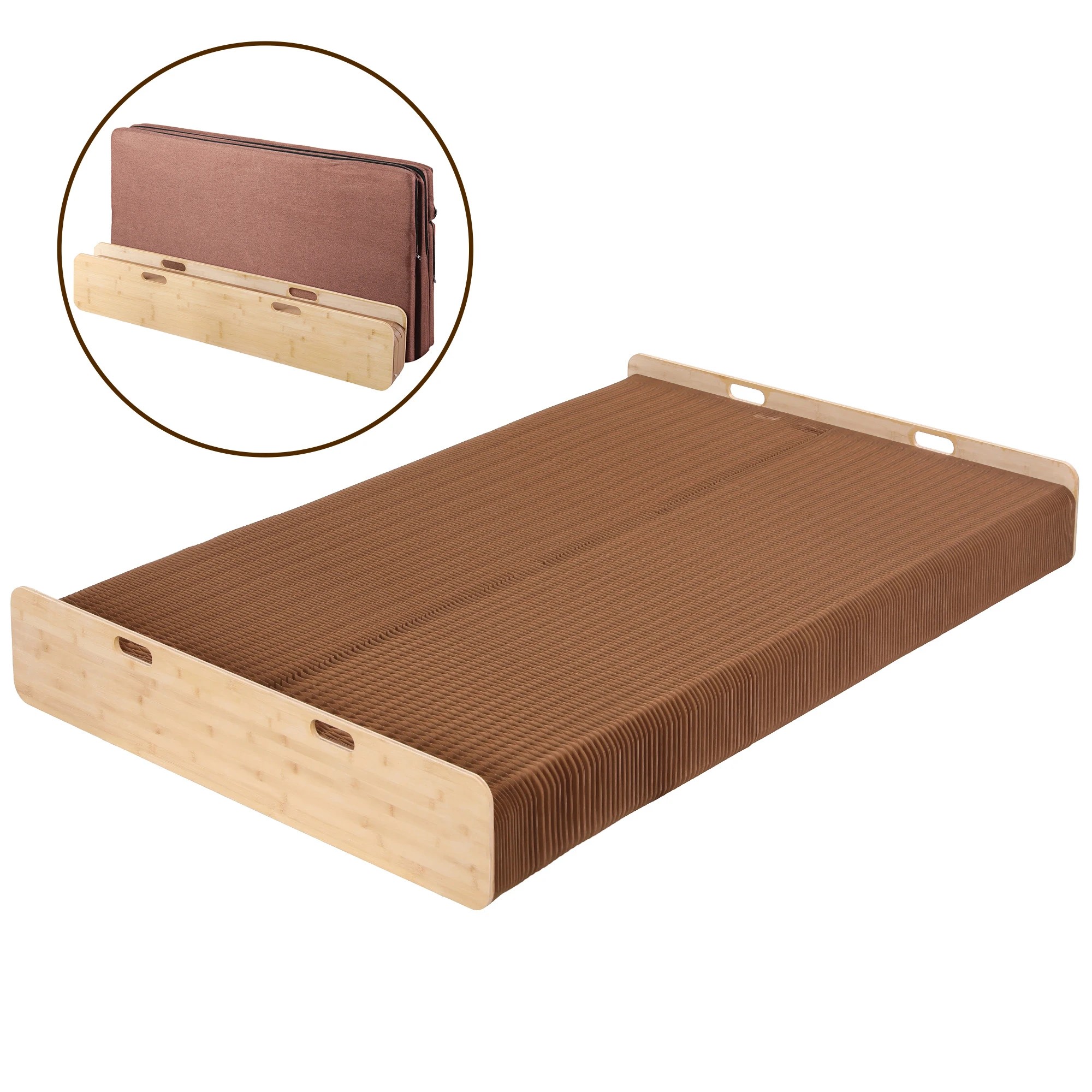 3 Artiss Folding Kraft Paper Bed Frame with Mattress and Pillow 300kg Capacity - Brown, 3 of 10