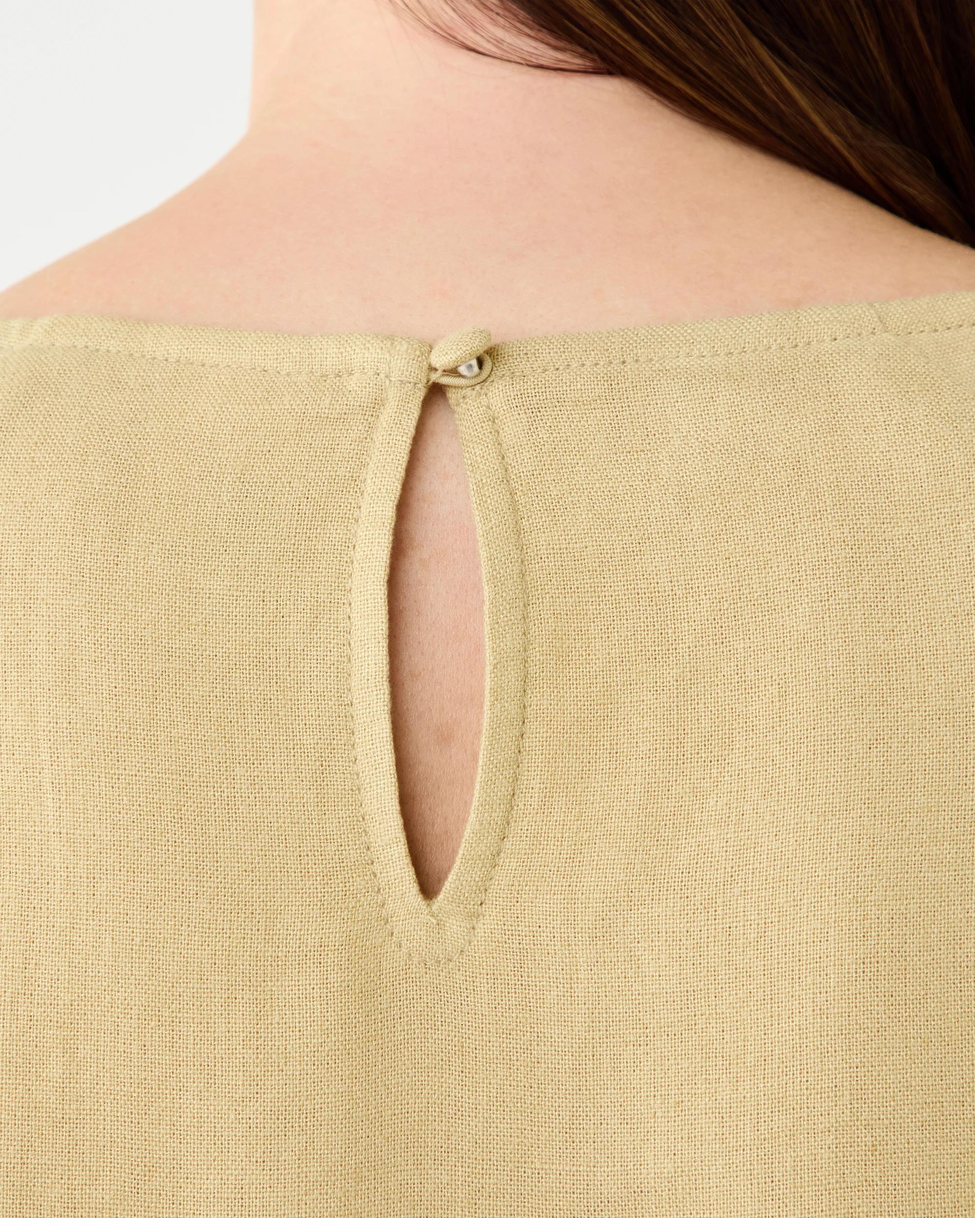 5 Long Sleeve Linen Blend Top Dust Beige, 5 of 7