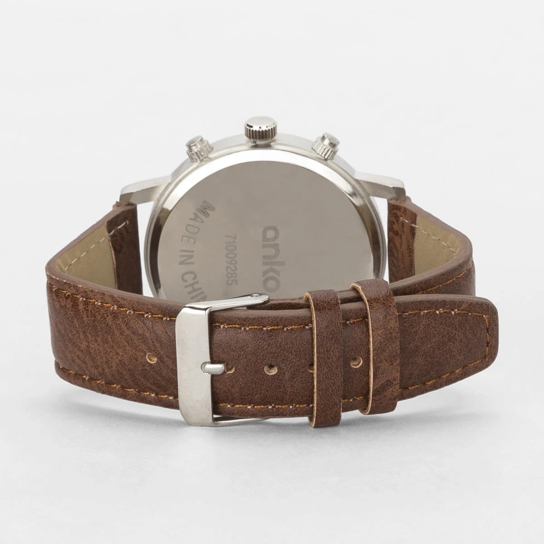 2 Chronograph Look Analogue Watch - Brown, 2 of 6