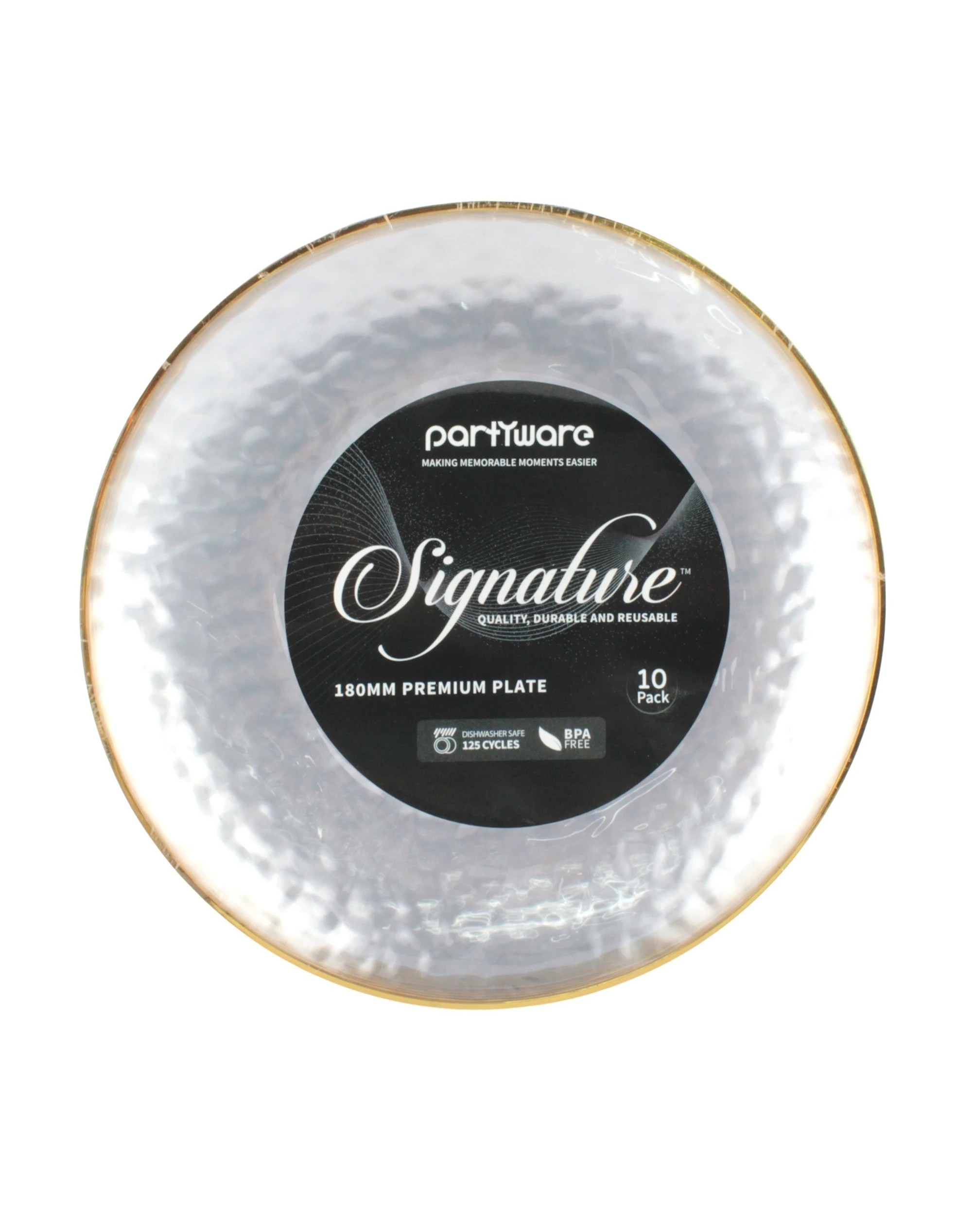 2 Partyware Clear Dimple With Gold Trim Plastic Plates 18cm Pack of 10 - Clear, Gold, 2 of 2