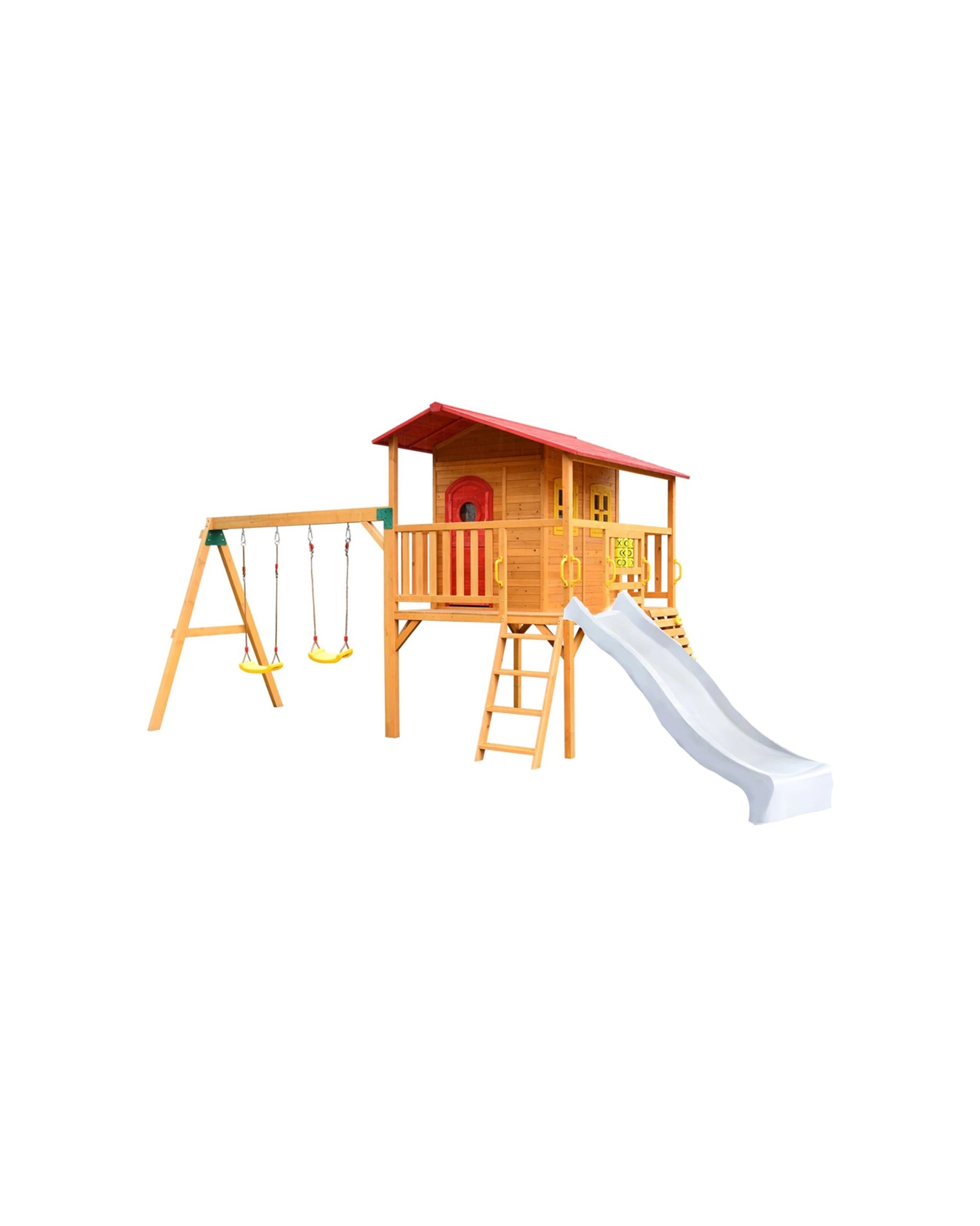 1 KIDZSHACK Sweet Shack Cubby House With Swingset Slide - White, 1 of 1