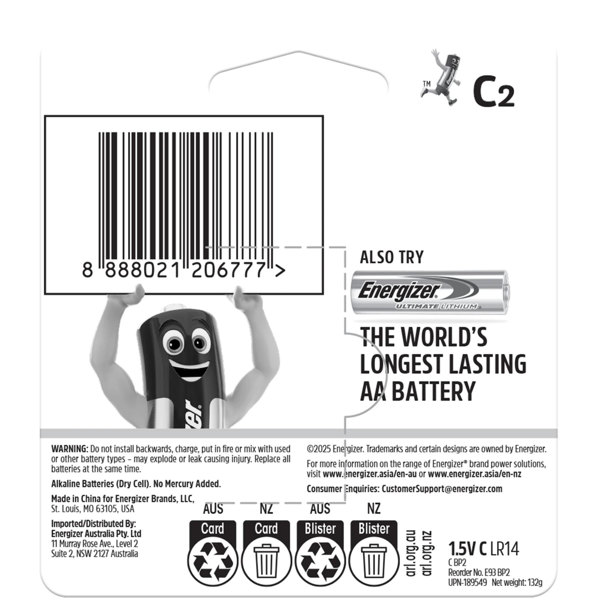 2 2 Pack Energizer Alkaline Power C Batteries, 2 of 7