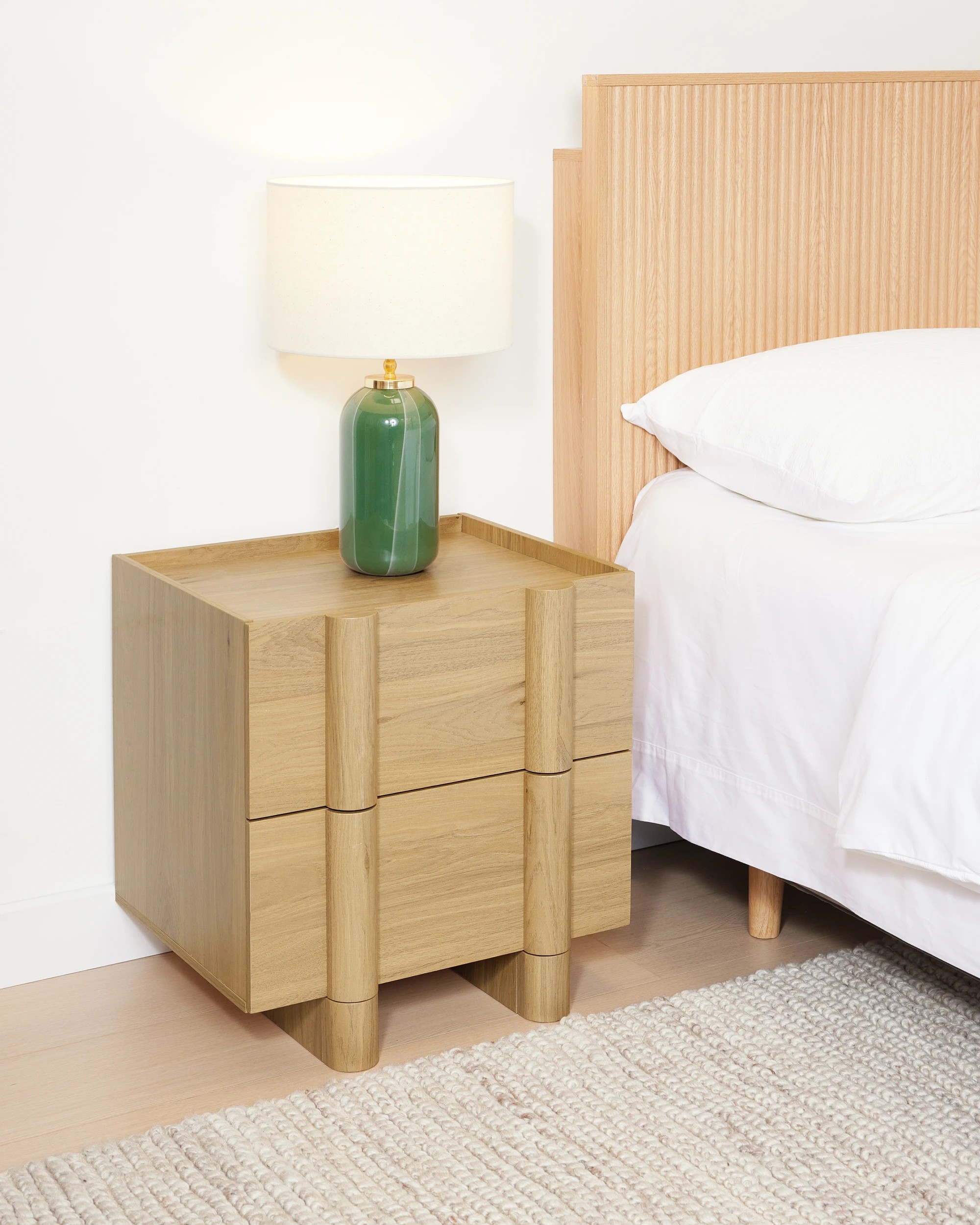 1 Piper 2 Drawer Bedside Table - Oak, 1 of 10