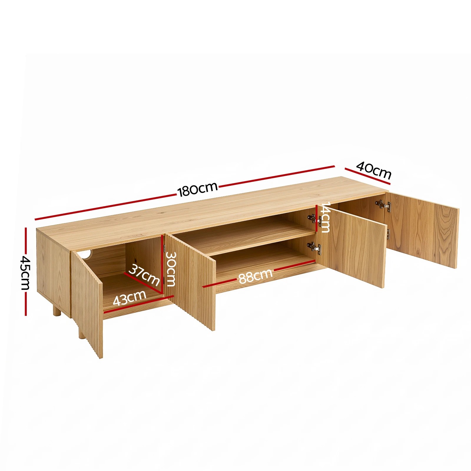 2 Artiss TV Unit Entertainment Unit Storage Cabinet 180cm - Natural, 2 of 9