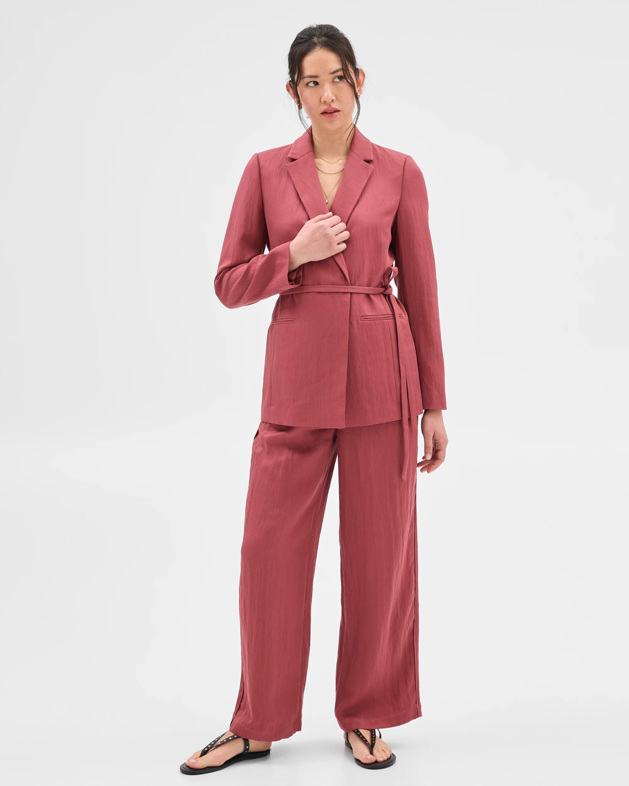 2 Fluid Tie Front Blazer - Preview TERRACOTTA, 2 of 7