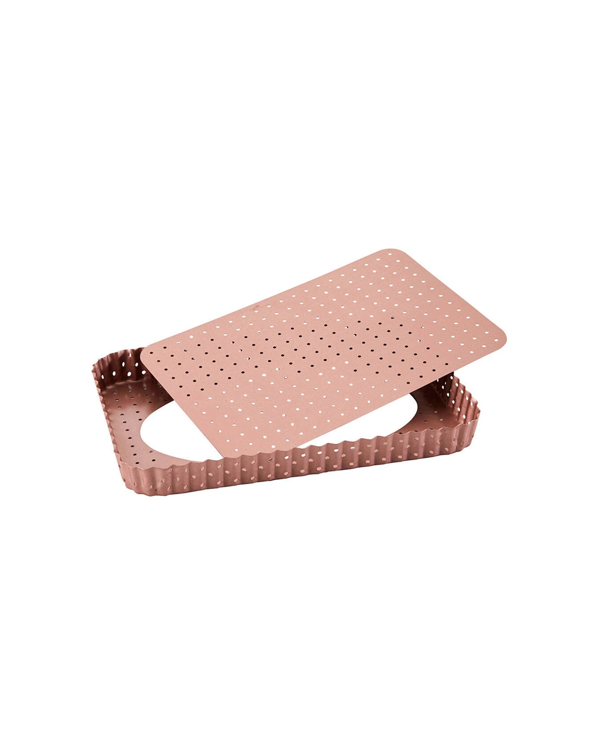 3 Wiltshire Non-Stick Perforated Rectangular Tart Pan 30.5x20cm - Gold, 3 of 3
