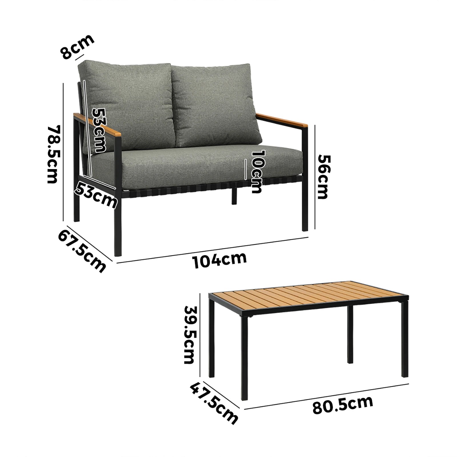 2 Livsip Outdoor Furniture 2-piece Dining Set Lounge Patio Chairs Table Setting
 - Multi, 2 of 10
