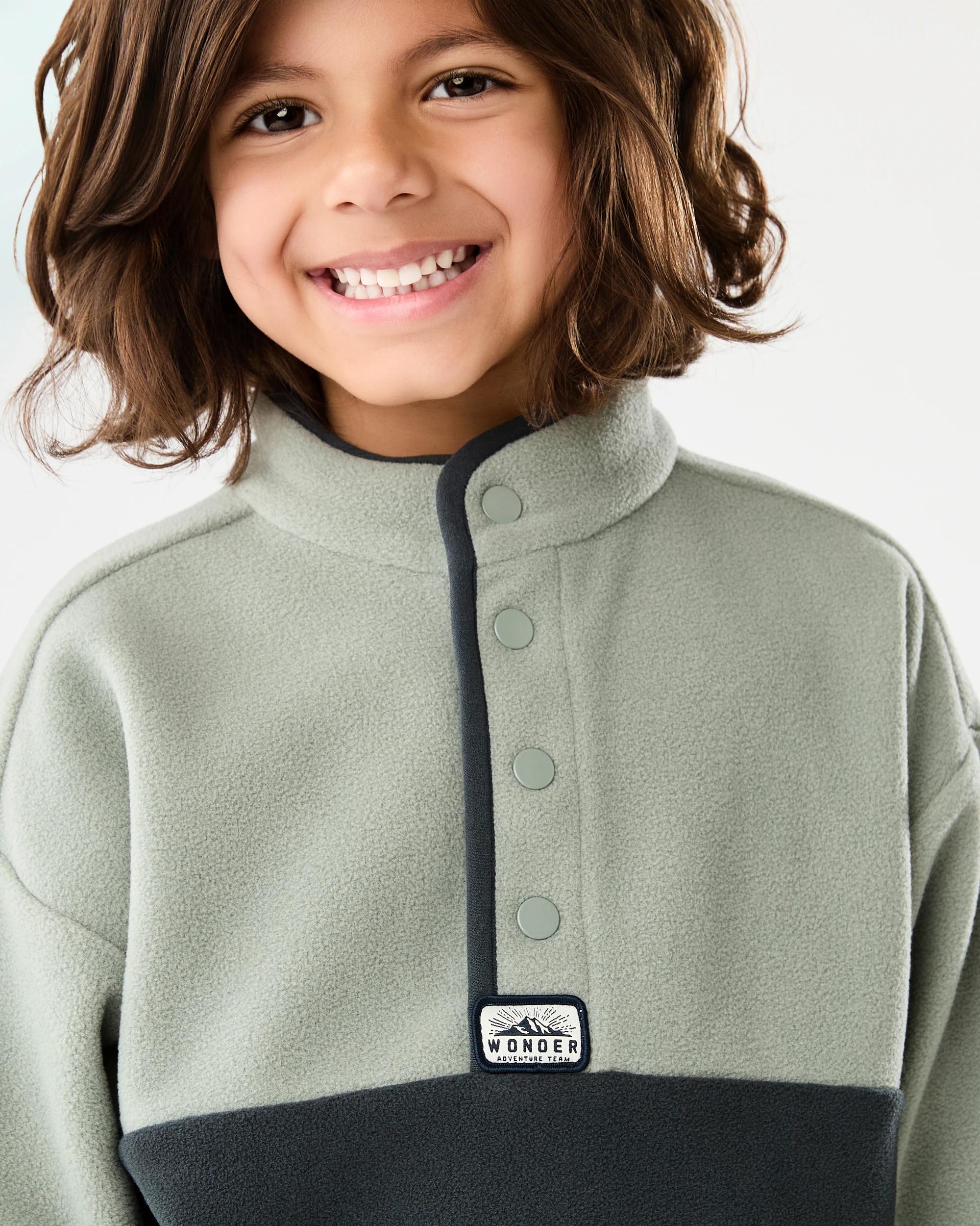 4 Polar Fleece Button Up Sweatshirt Wood Grey, 4 of 7