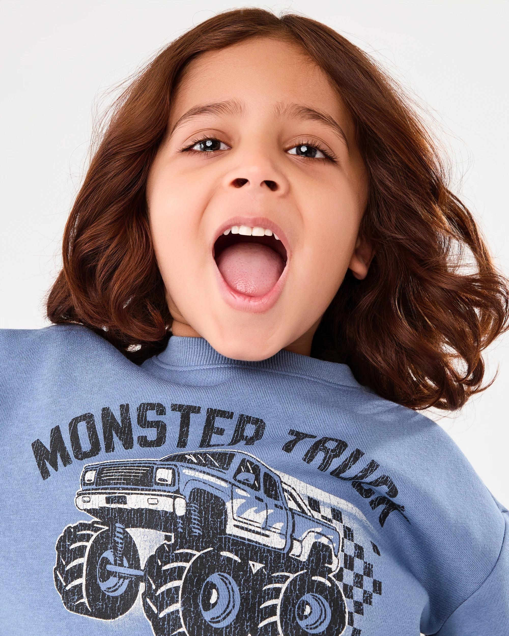 3 Print Crew Neck Sweatshirt Blu Racer, 3 of 6