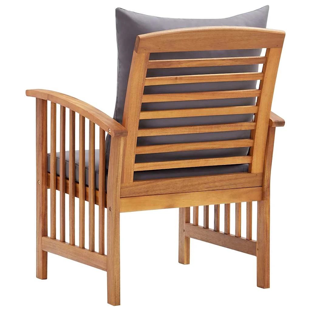 7 Vidaxl Garden Chairs With Cushions 2 Pcs Solid Acacia Wood - Grey, 7 of 10