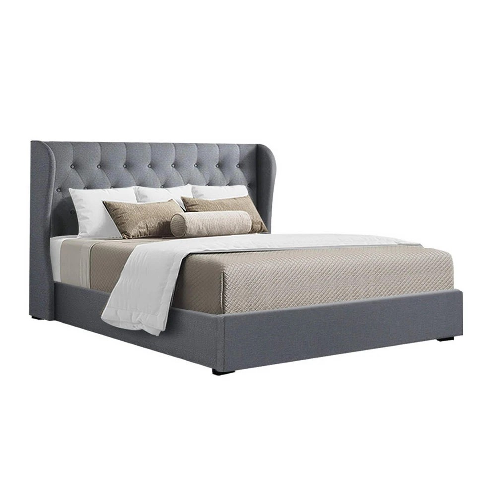 1 Artiss Bed Frame Queen Size Gas Lift  ISSA - Grey, 1 of 8