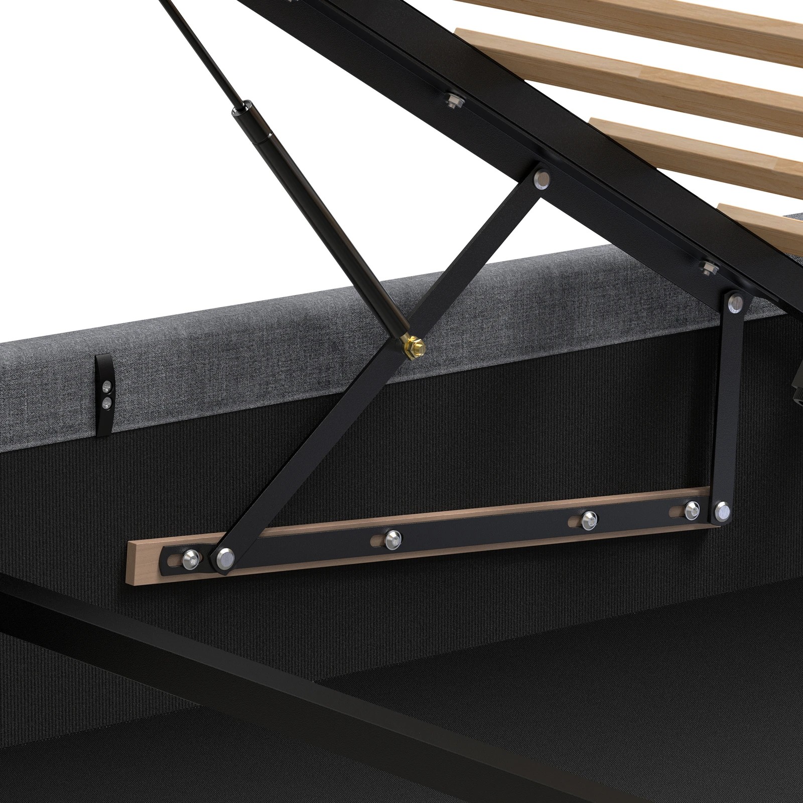 8 Alfordson Bed Frame Queen Size Arched Base Gas Lift Storage Fabric Hoult - Grey, 8 of 10