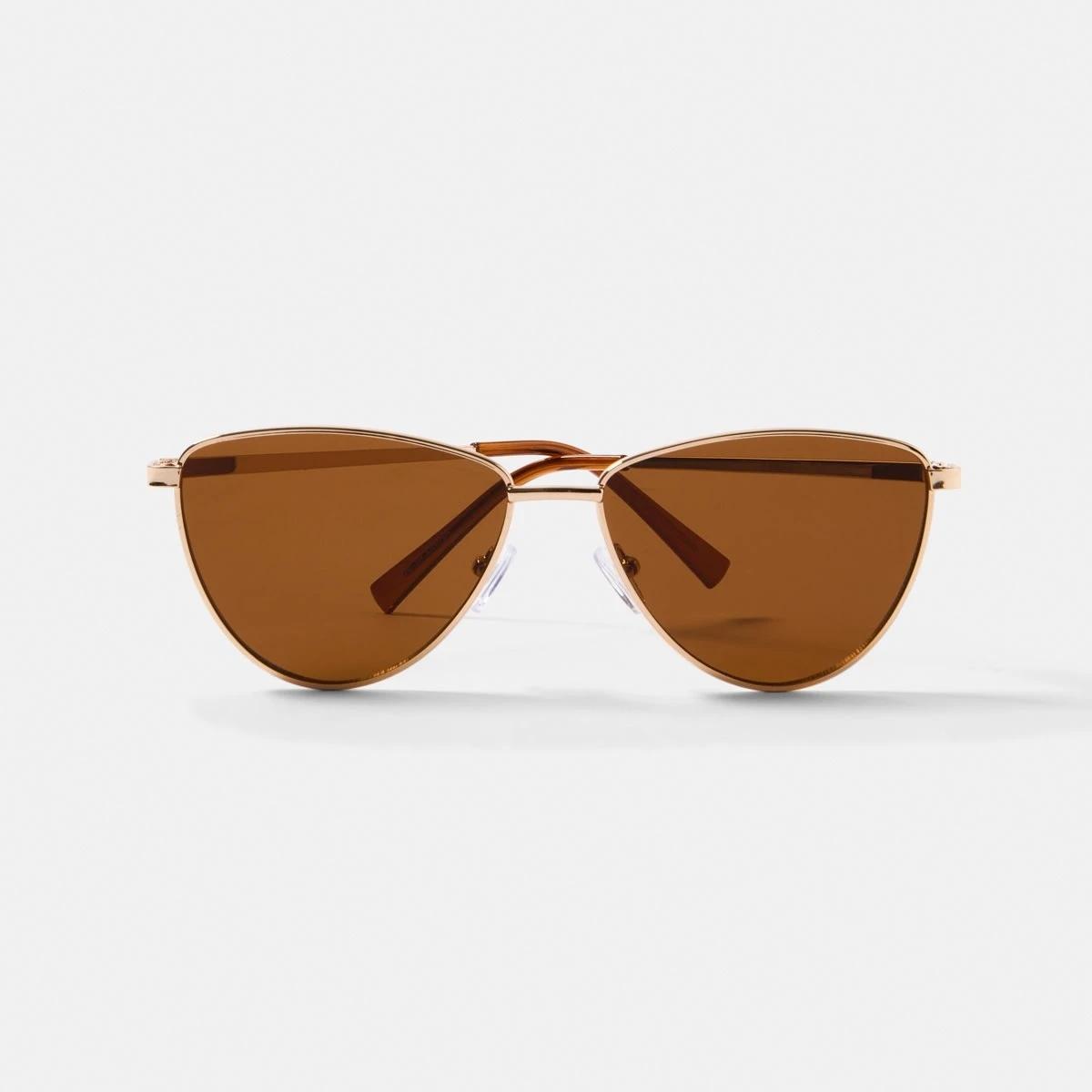1 Womens Metal Cat Eye Sunglasses Gold, 1 of 6