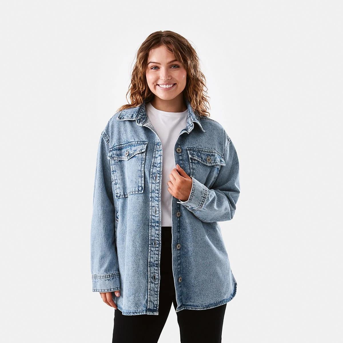 1 Denim Shacket Light Wash, 1 of 8
