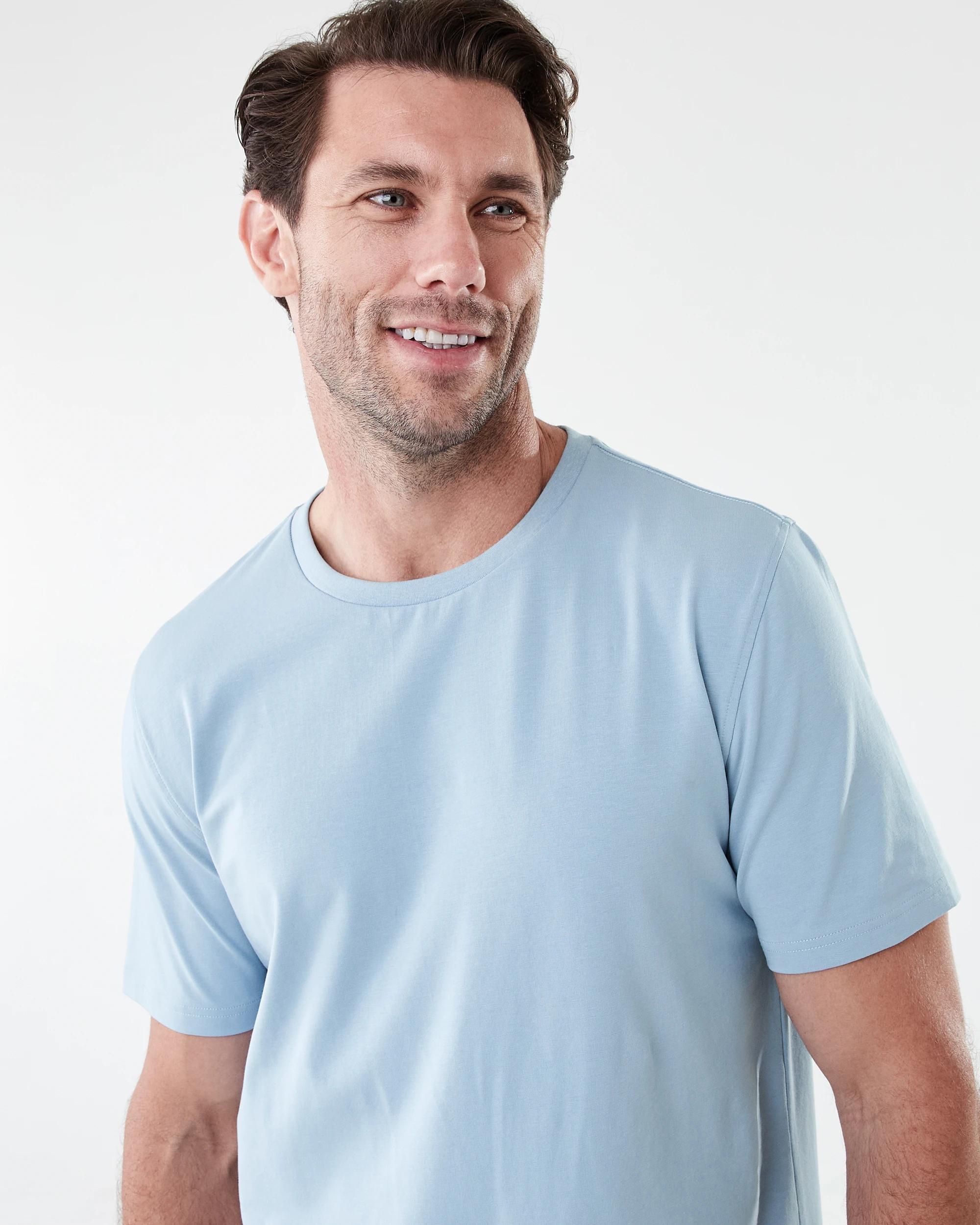 4 Cotton Elastane Sleep Top FOG BLUE, 4 of 6