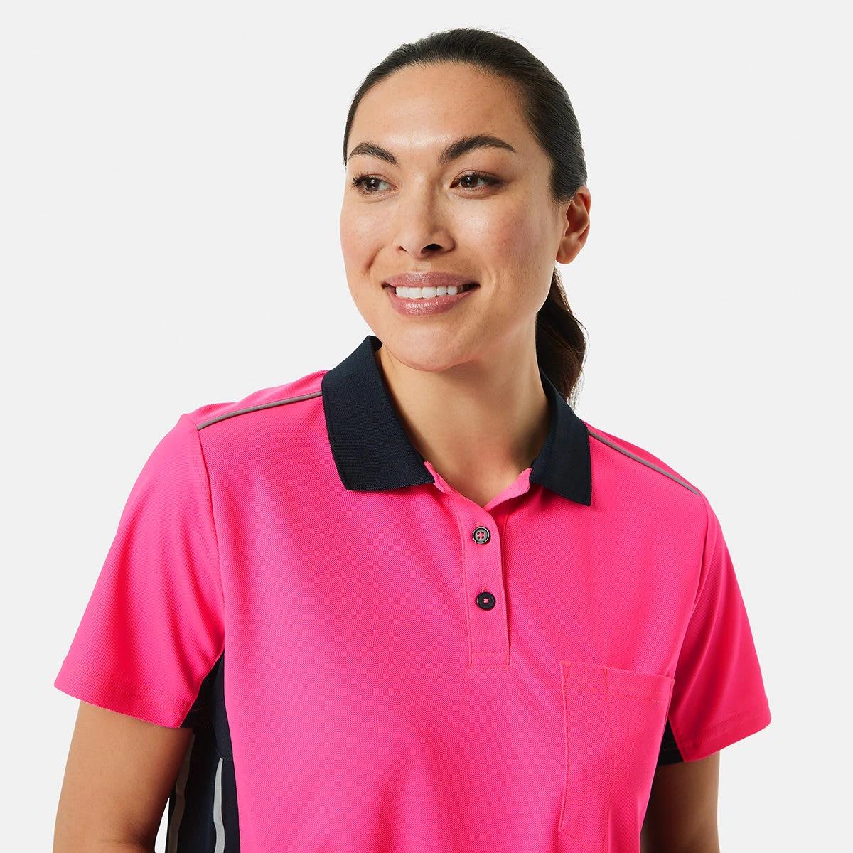 4 Workwear Short Sleeve Cool Polo Shirt SAFETY PINK, 4 of 5