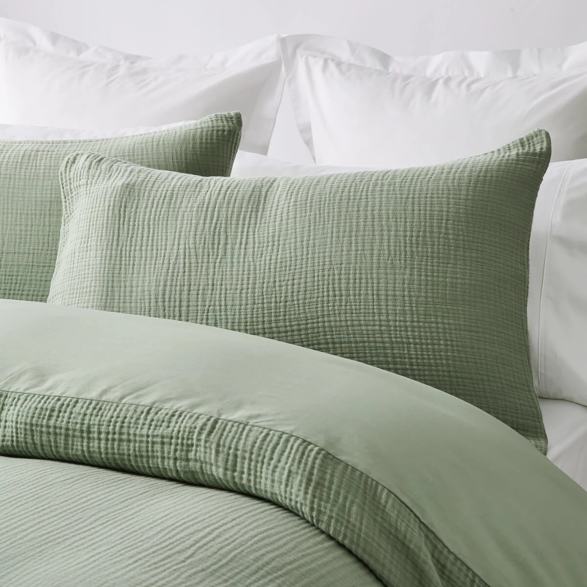 2 Muslin Cotton Quilt Cover Set - King Bed, Seagrass, 2 of 6