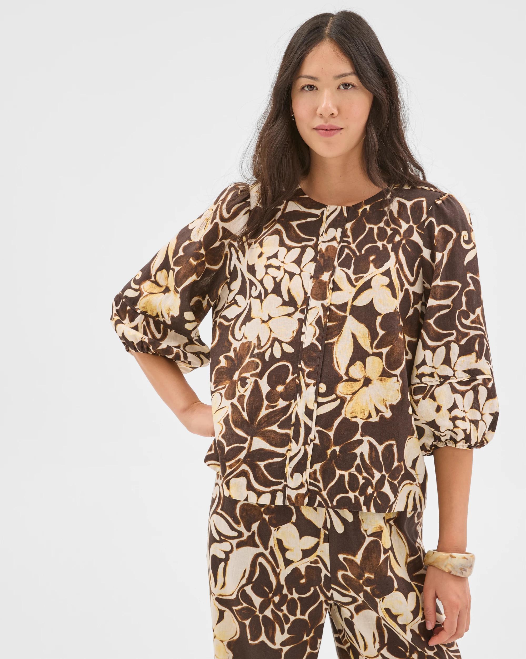 3 Target Woman European Linen Popover Blouse PRINT, 3 of 6