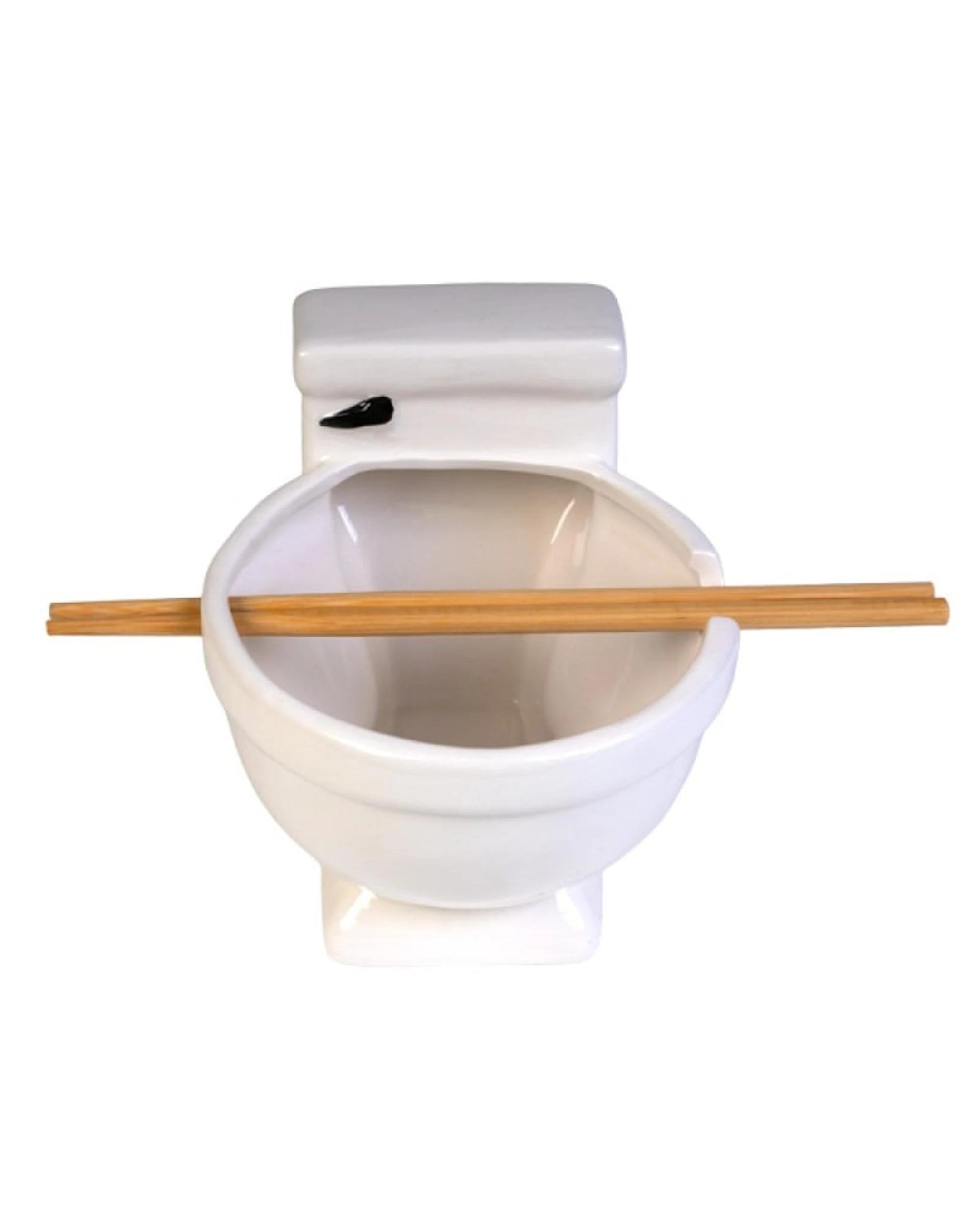 4 Toilet Ceramic Noodle Bowl with Bamboo Chopsticks - White, 4 of 6