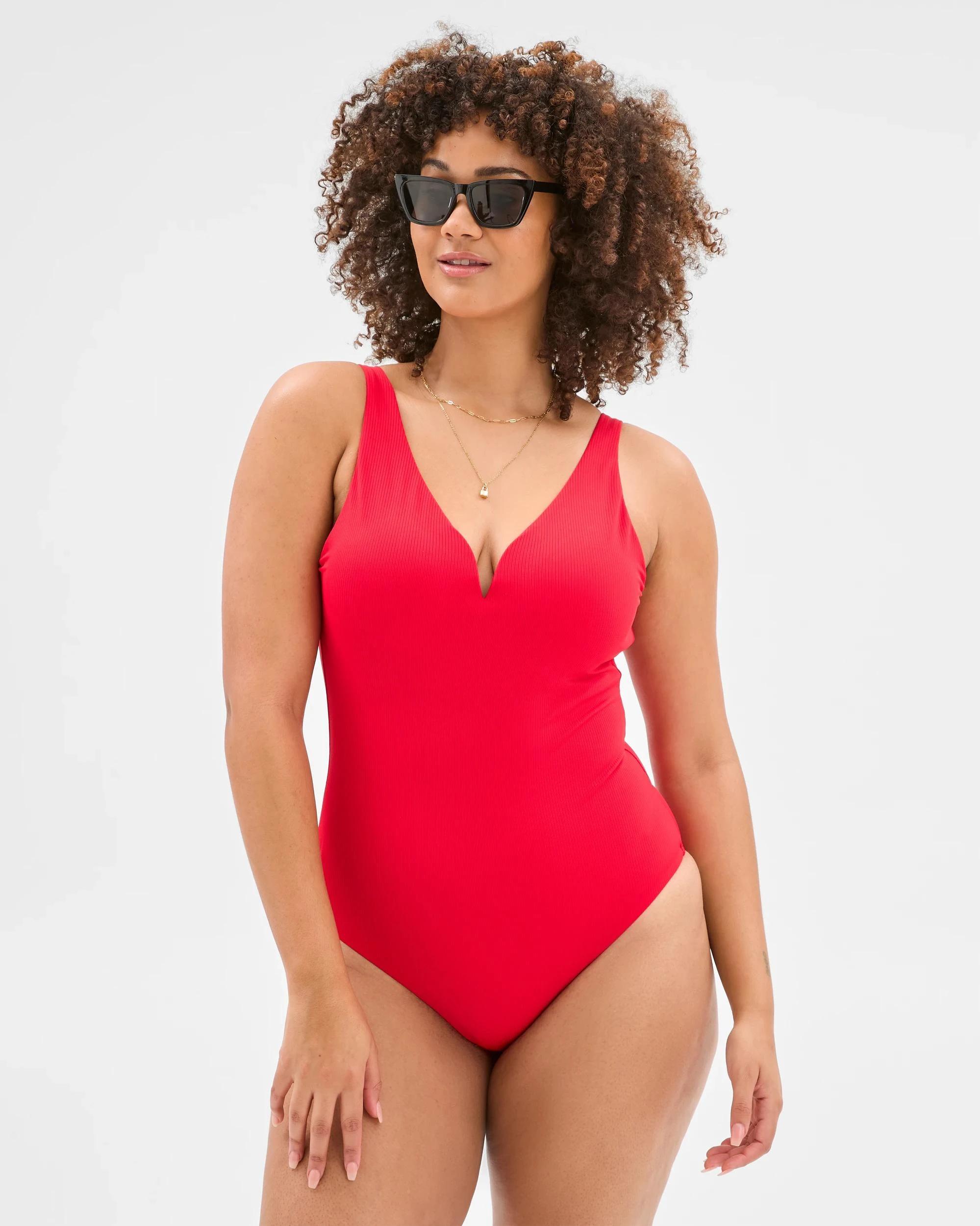 3 Target Resort Smooth Plunge One Piece Bathers - Shape Your Body CRIMSON, 3 of 7