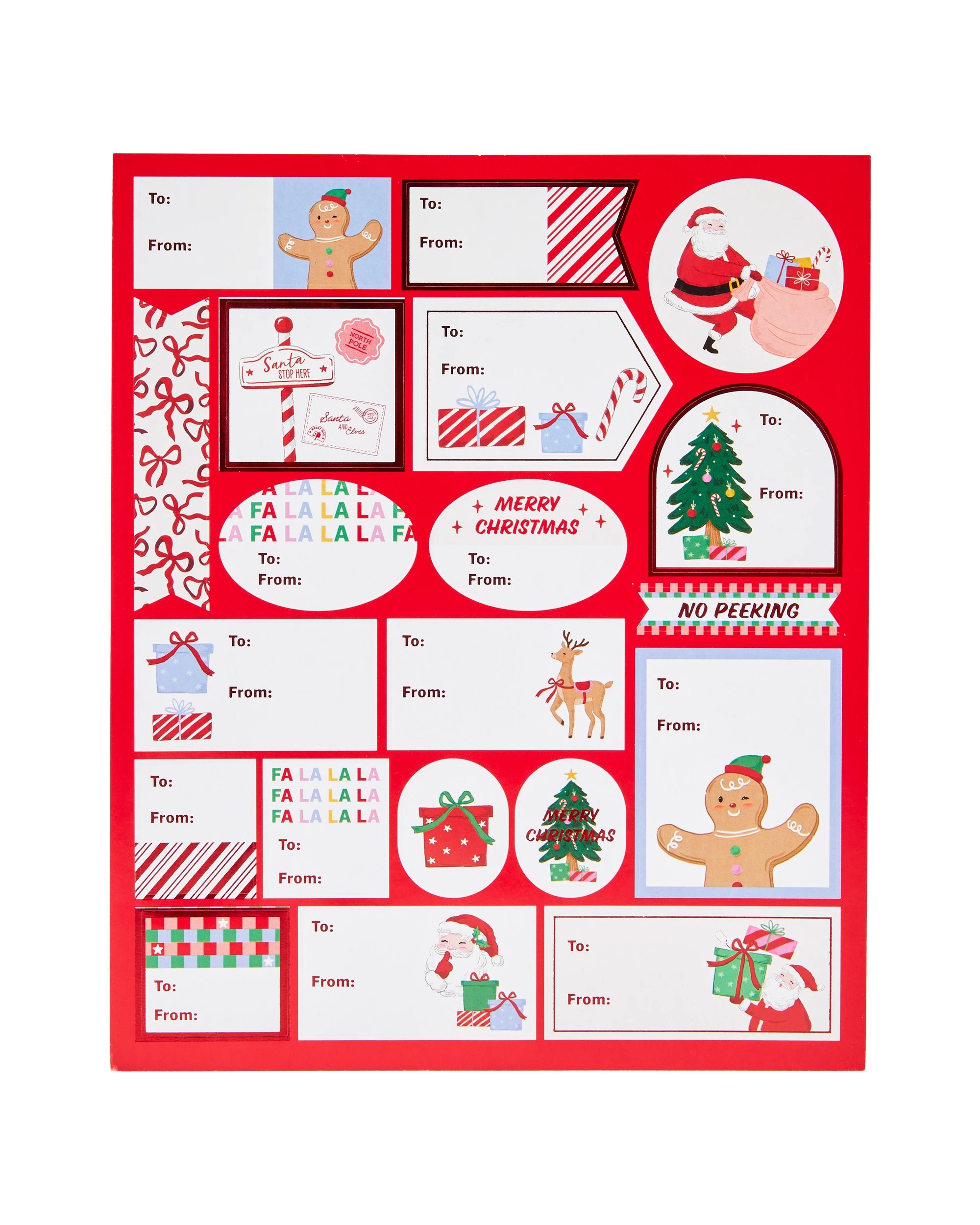 4 100 Pack Christmas Sticker Tags - Assorted, 4 of 6