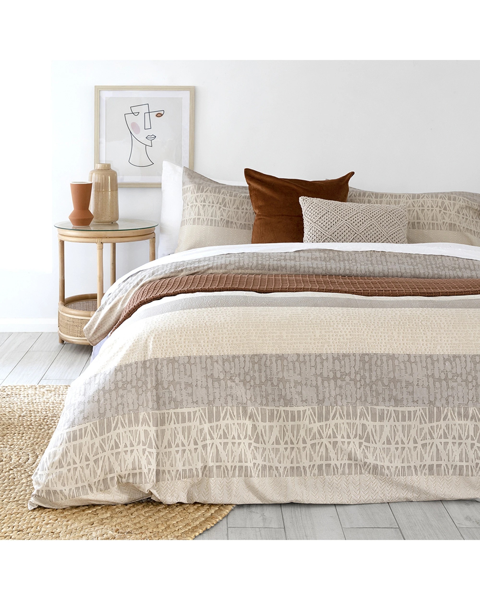 1 Bambury Darlington Sand Quilt Cover Set Woven - Beige, 1 of 3