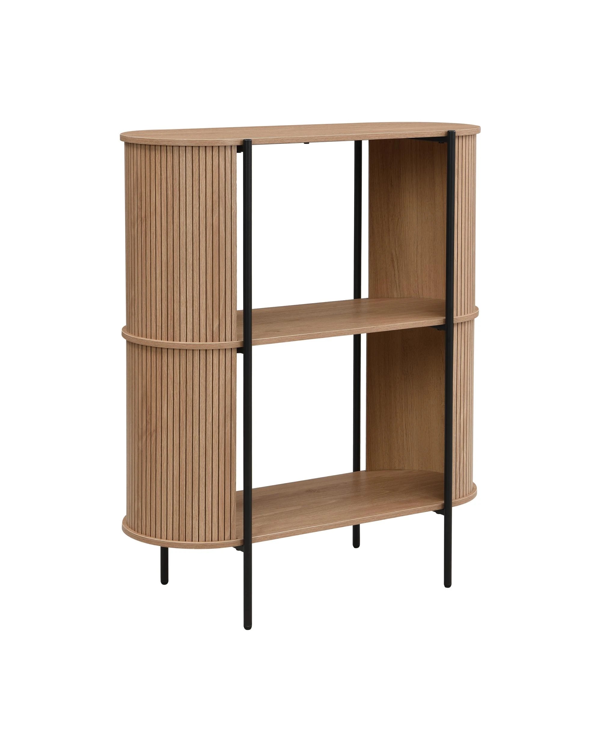 1 Kodu Bookcase Open Shelving 2 Tier Oak - Black, 1 of 10