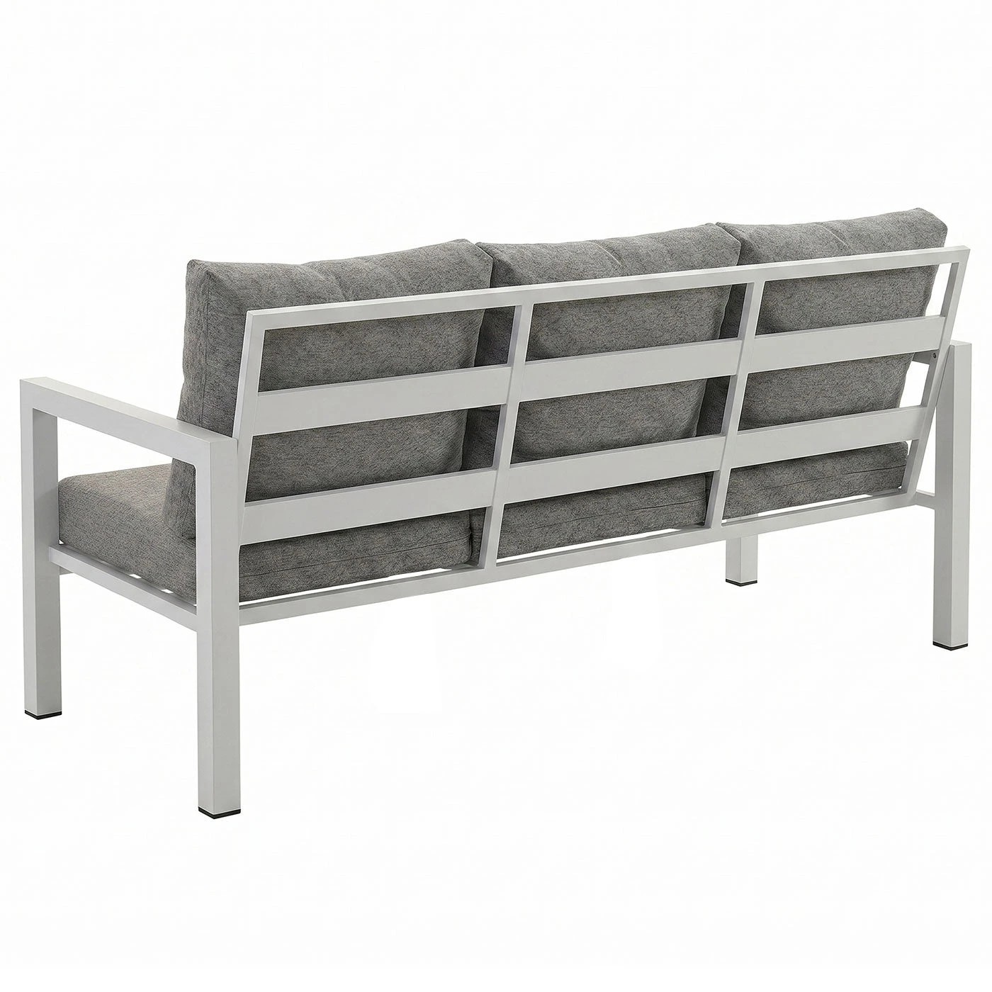 10 Moda Living Manly 3+2 Seater White Aluminium Sofa Lounge Suite Set - Textured Grey Cushions - White, 10 of 10