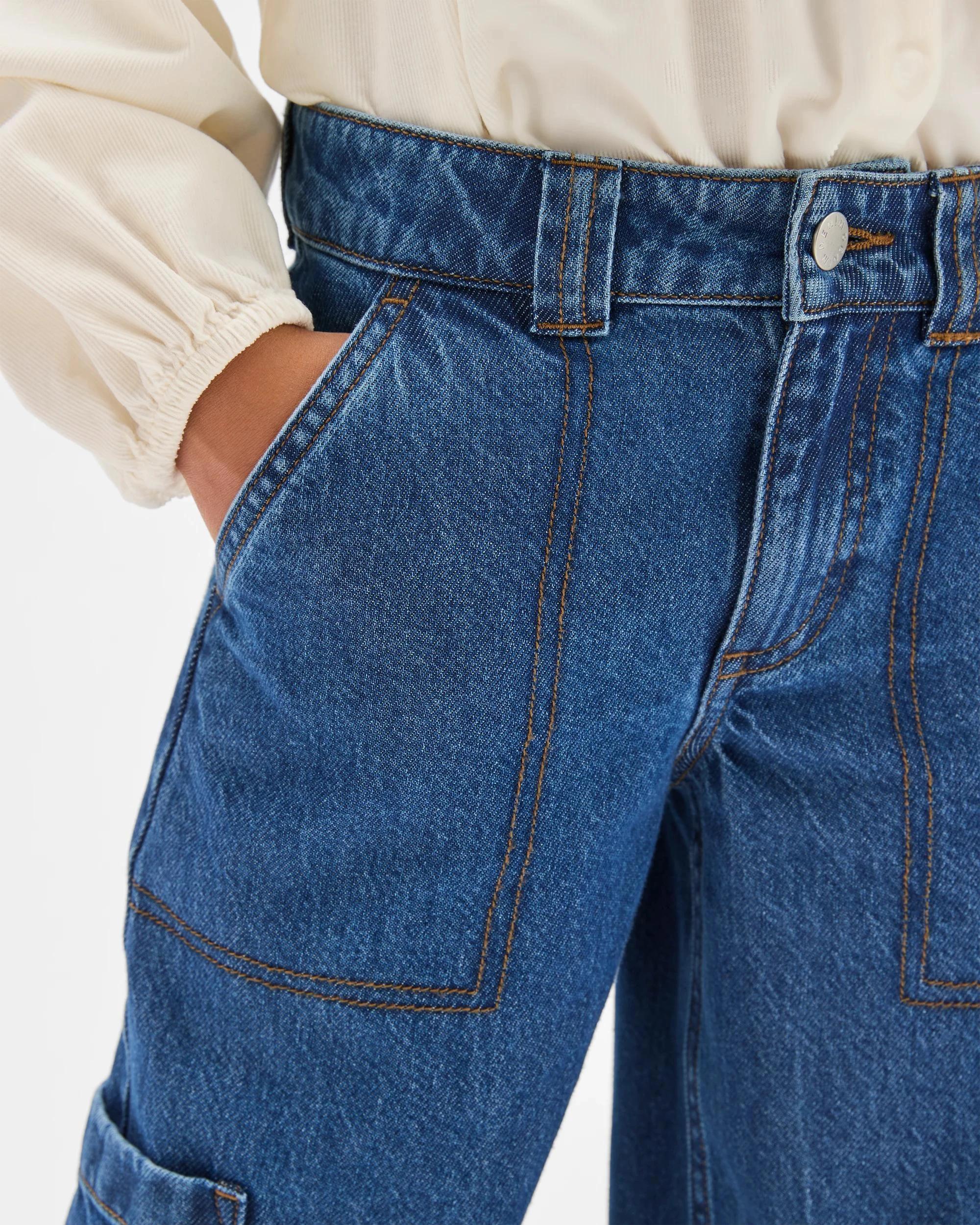 5 Target Denim Cargo Wide Leg Jeans INDIGO WASH, 5 of 7