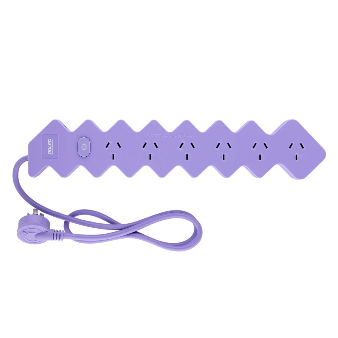 2 Arlec 6 Outlet Zig Zag Master On/Off Switch Powerboard - Lilac, 2 of 6