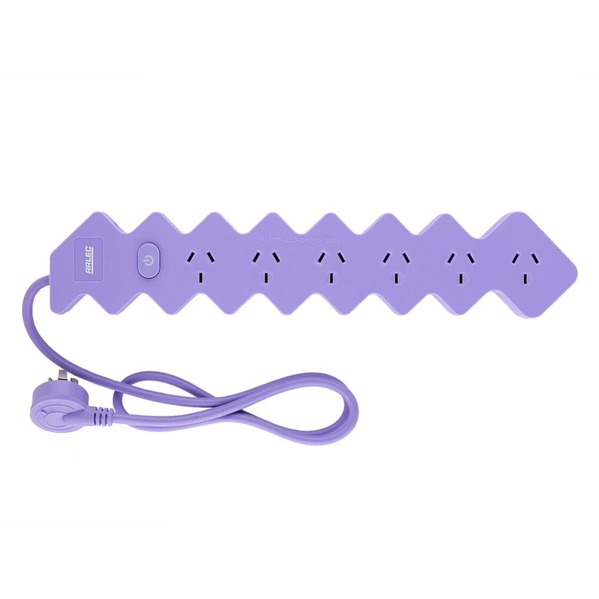 2 Arlec 6 Outlet Zig Zag Master On/Off Switch Powerboard - Lilac, 2 of 6