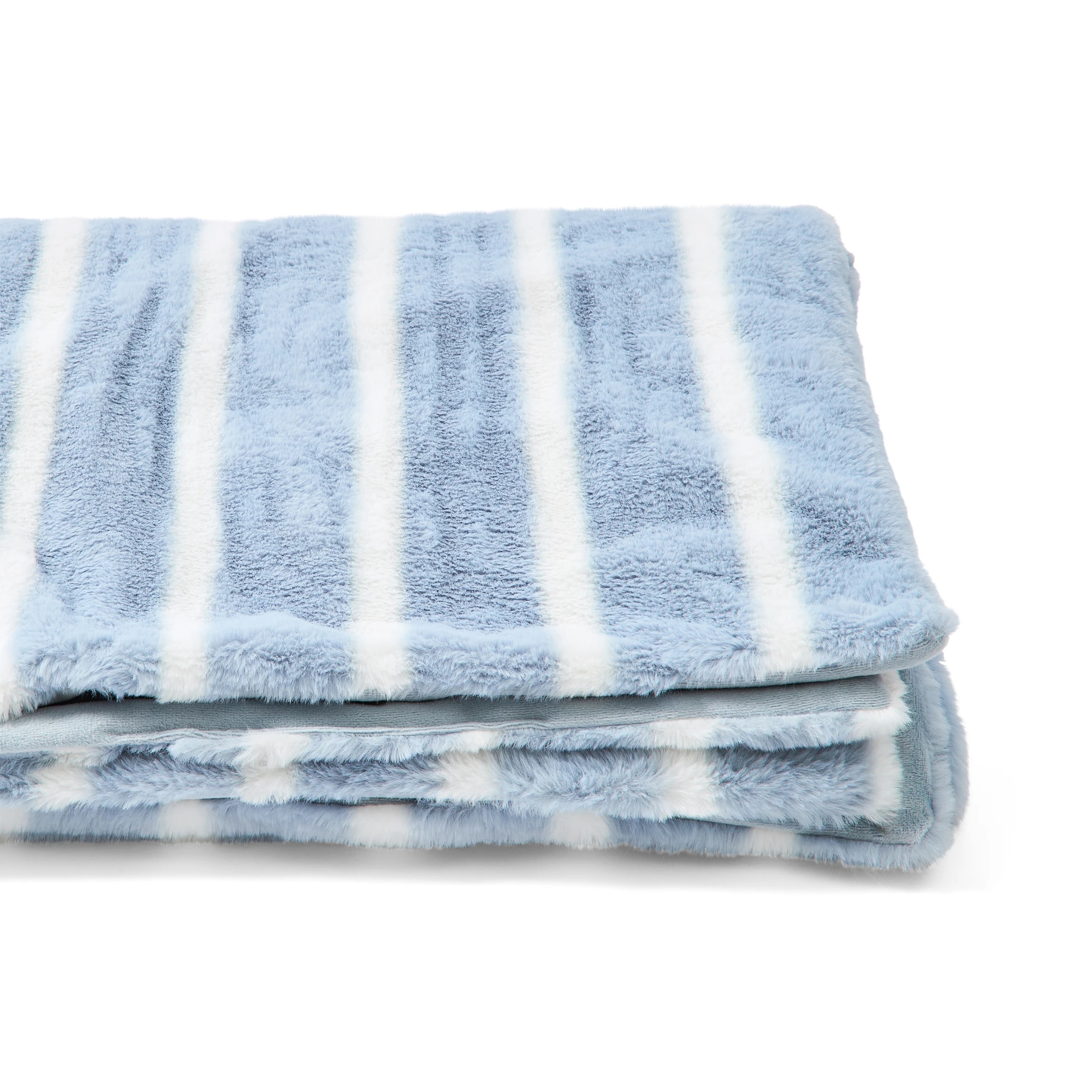 6 Stripe Faux Fur Throw - Blue, 6 of 6