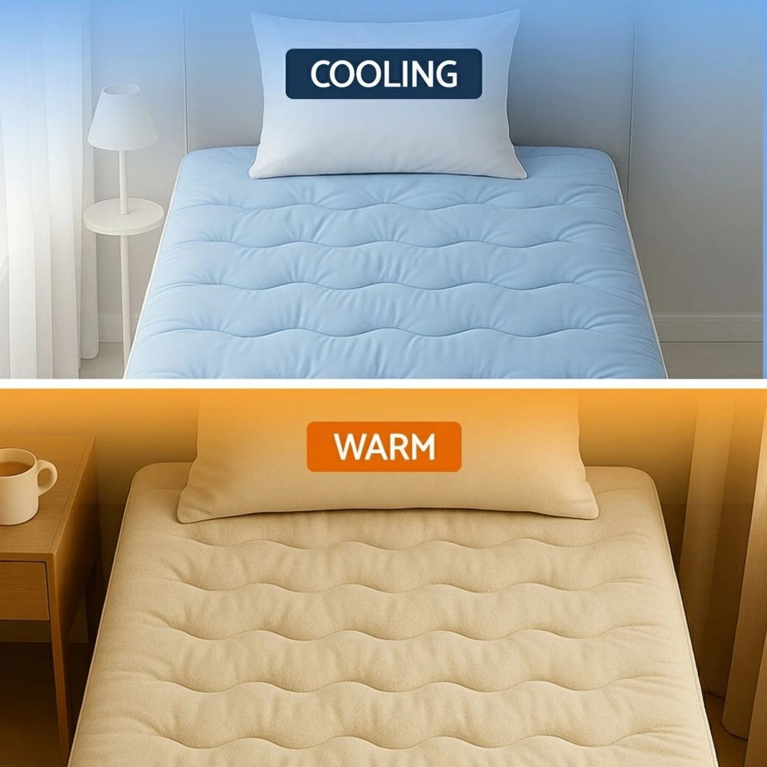 6 Giselle 5cm Mattress Topper Pillowtop toppers Double-Sided King Single - Blue, 6 of 9