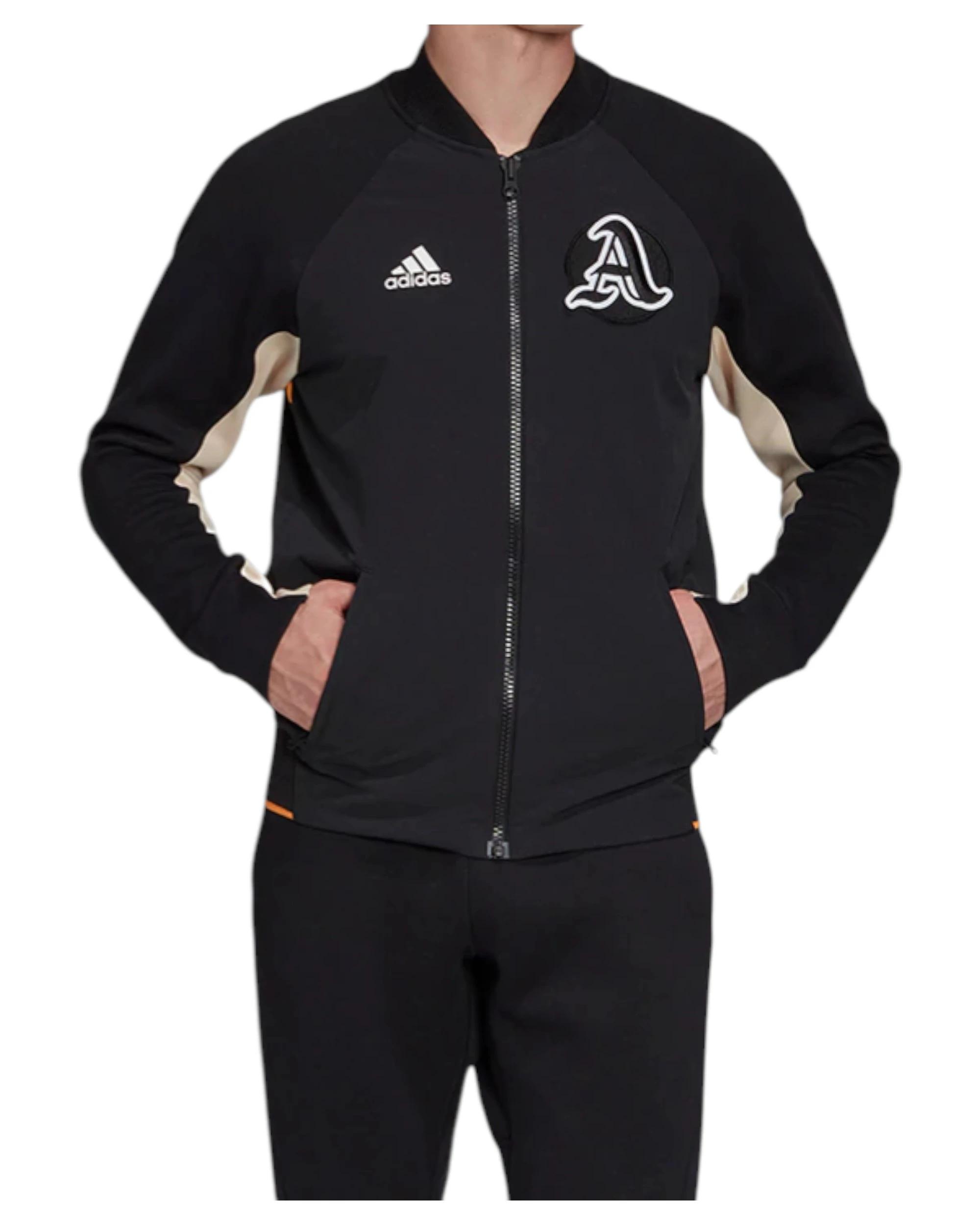 5 Adidas Mens Black/Black/Real Gold Vrct Varsity Collegiate Zipup Jacket BLACK/BLACK/REAL GOLD, 5 of 6
