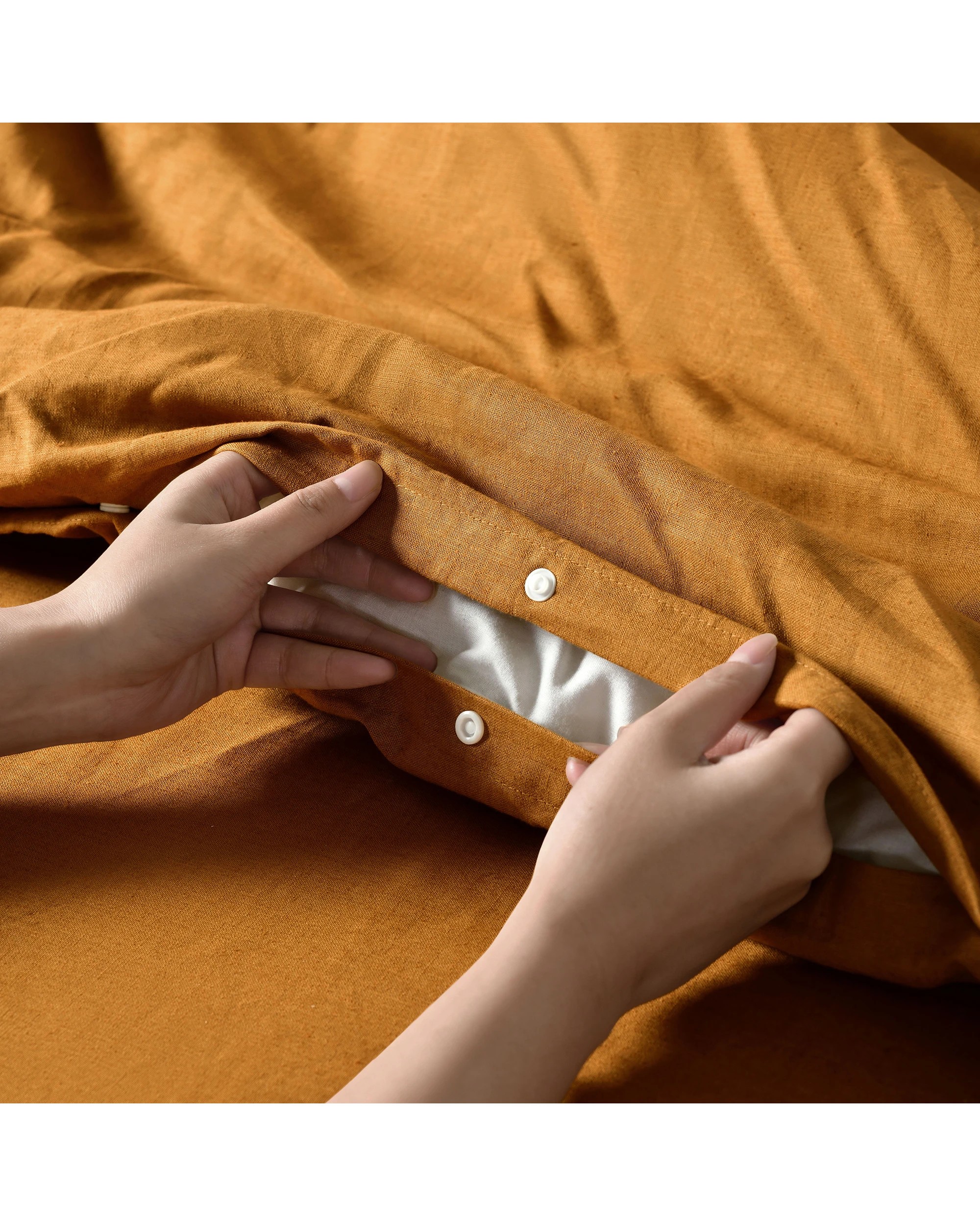 5 Dreamaker Linen Cotton Quilt Cover Set - Double Bed - Rust, 5 of 8