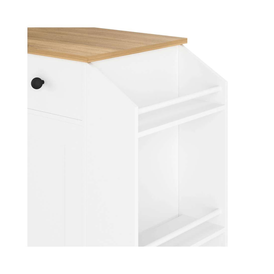 4 Advwin Kitchen Island Cart on Wheels with Charging Station Adjustable Shelves Wine Rack& Wood Top - White, 4 of 8