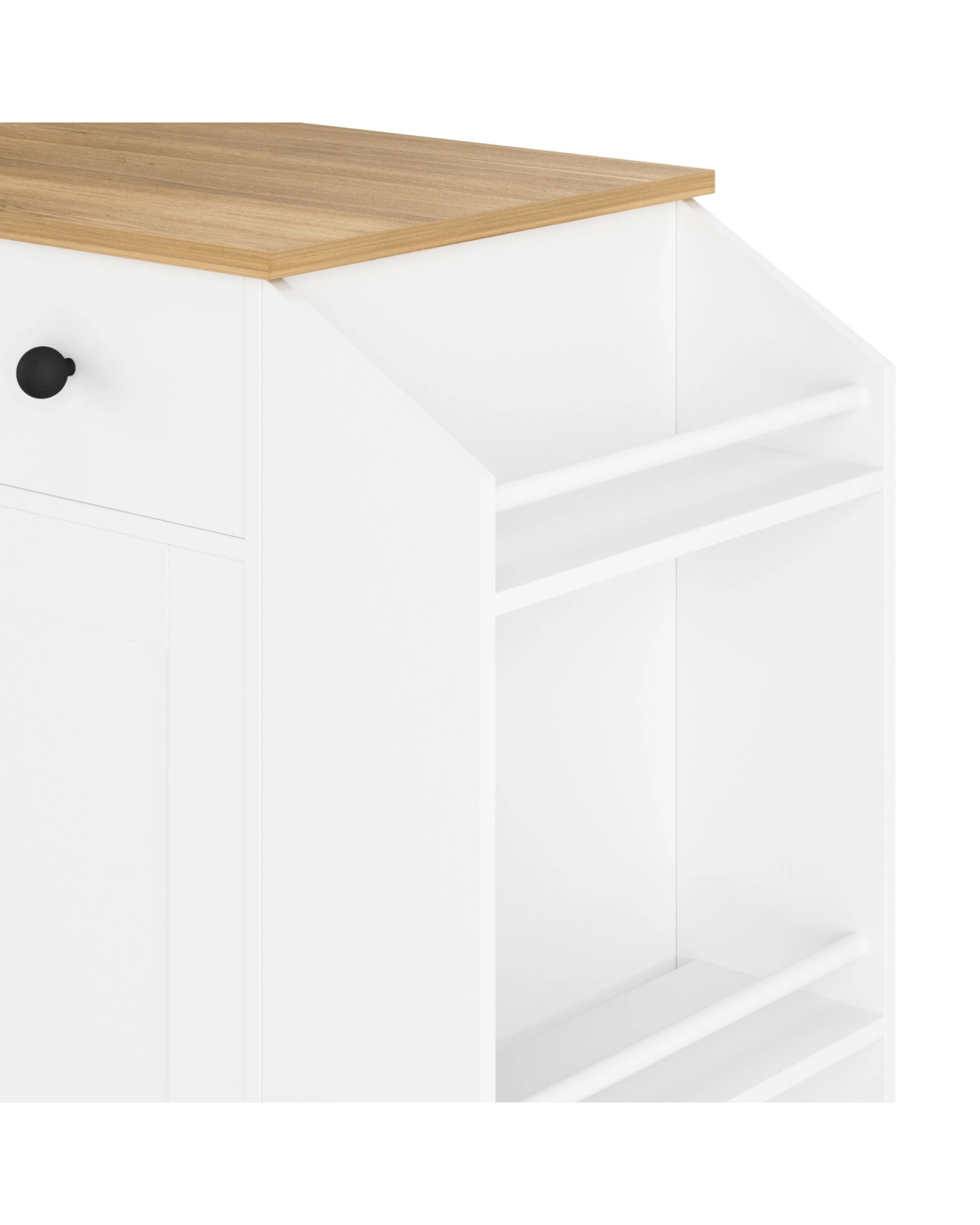 4 Advwin Kitchen Island Cart Rolling Trolley Cabinet on Wheels with Charging Station Adjustable Shelves Wine Rack - White, 4 of 8