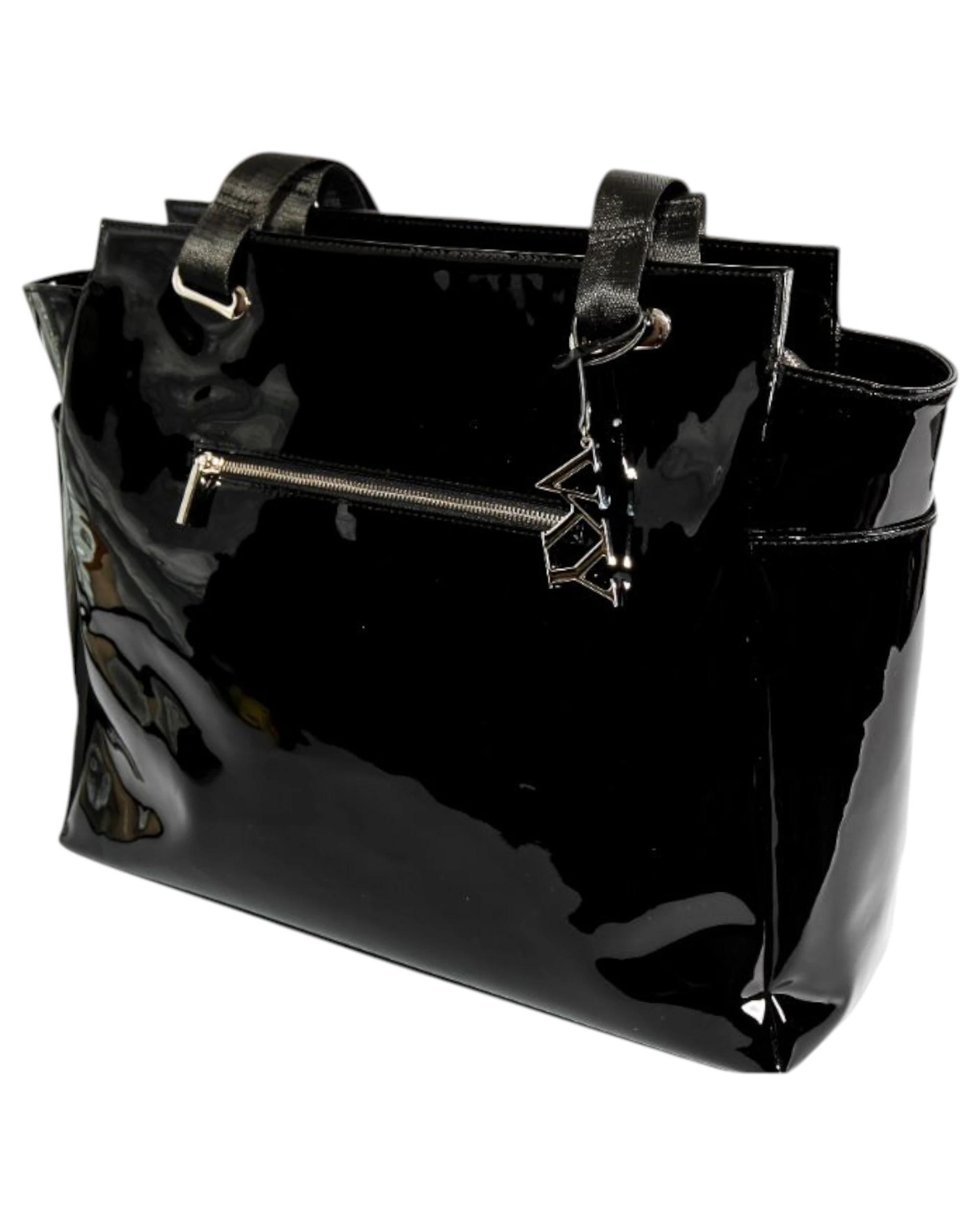 1 VKY Womens Original Jessica B Leisure Tote Large Bag Handbag BLACK PATENT, 1 of 3