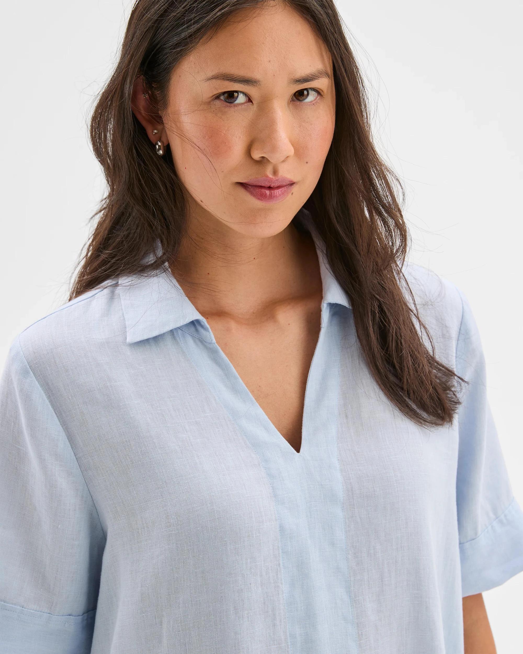 7 Target Woman European Linen Polo Mini Dress SUMMER BLUE, 7 of 7