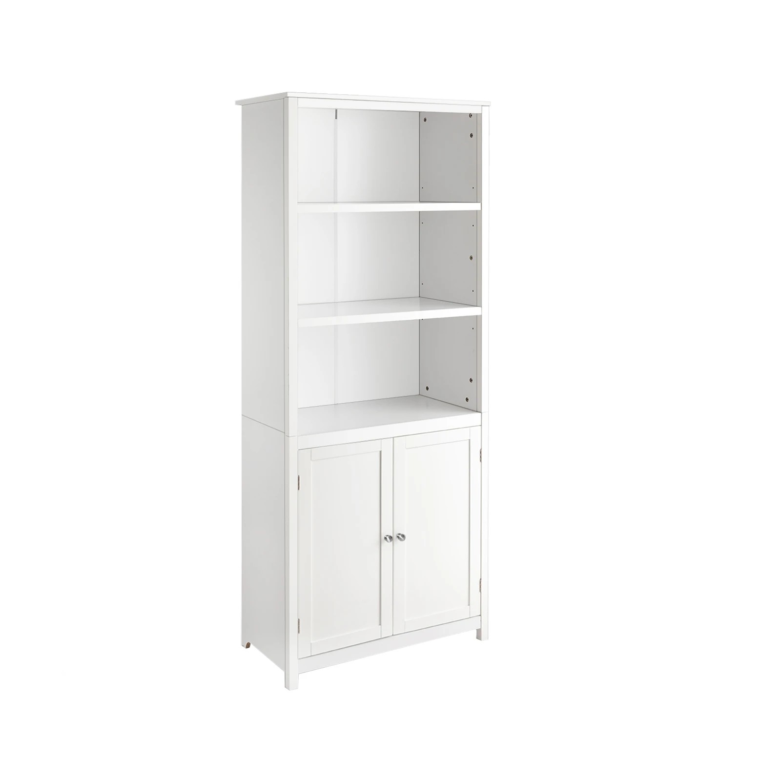 1 Costway Wood Bookcase Display Shelf Storage Cabinet Home Office White, 1 of 4