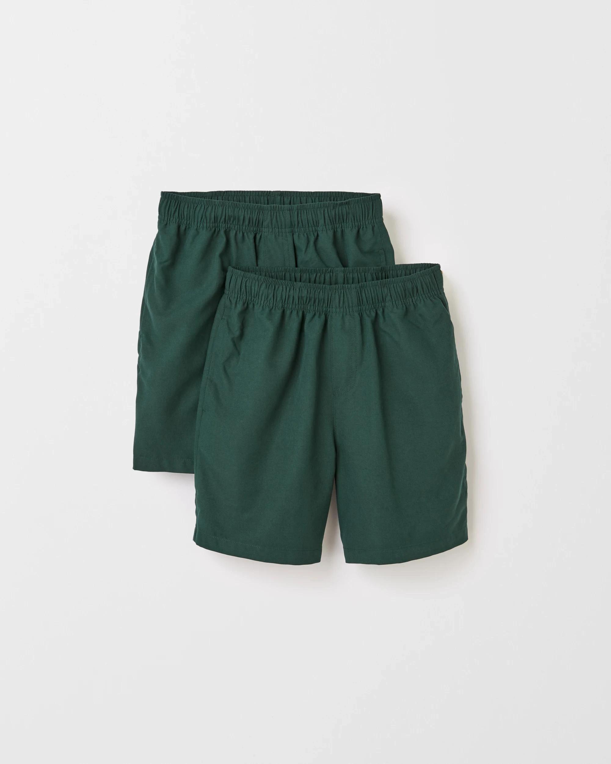 1 Target Kids School 2 Pack Microfibre Shorts BOTTLE GREEN, 1 of 3