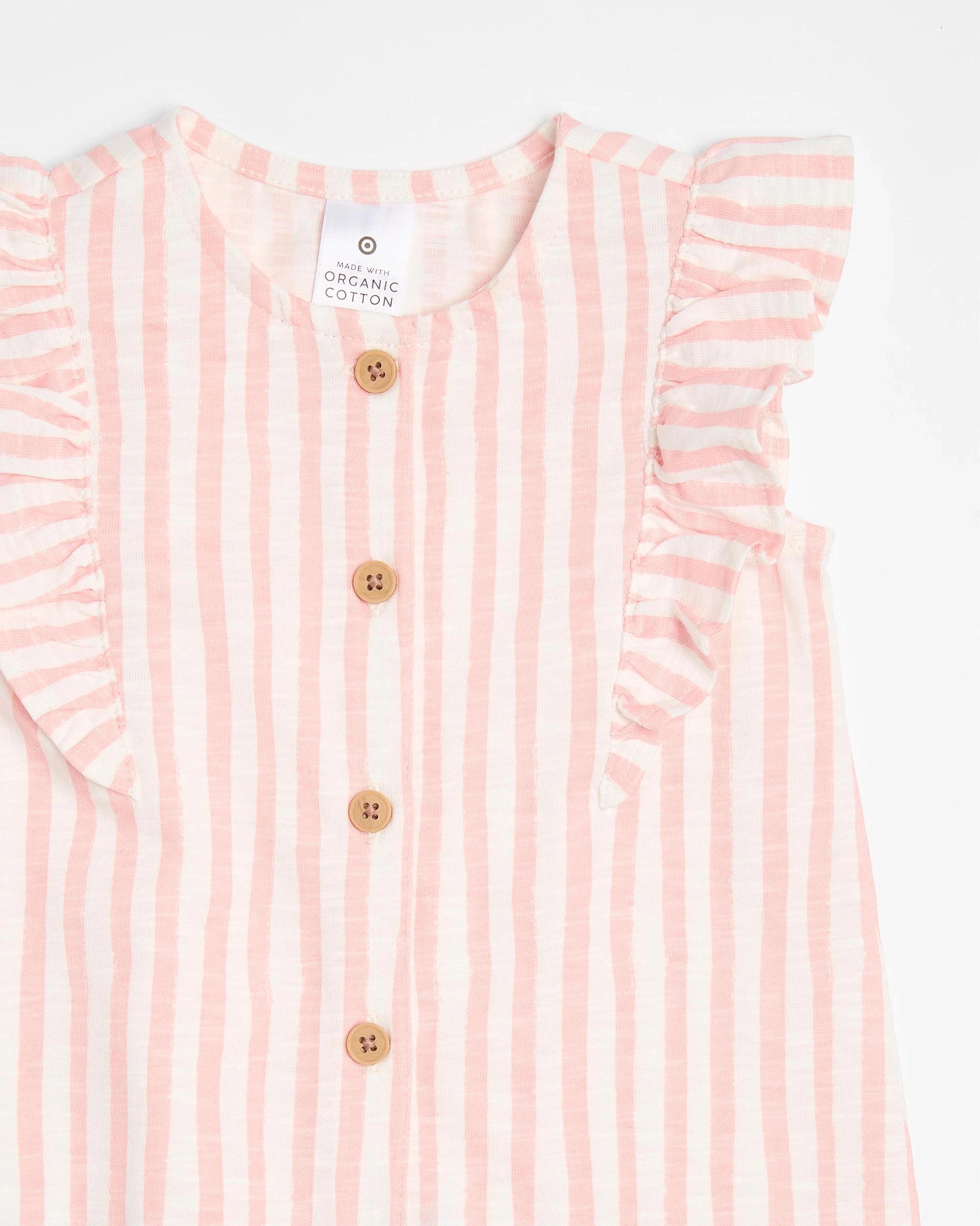 2 Target Baby Baby Girls Organic Cotton Jersey Print Jumpsuit PINK STRAWBERRY STRIPE, 2 of 3