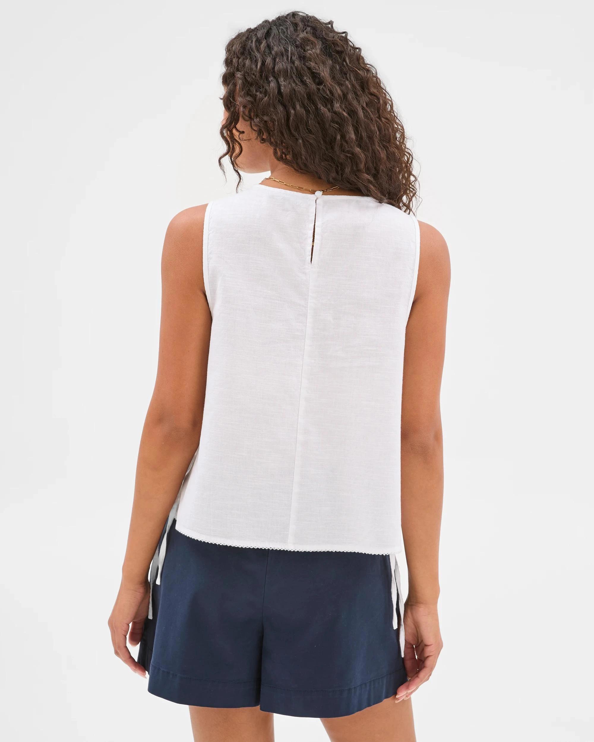 5 Target Embroidered Tie Side Tank Top WHITE, 5 of 6