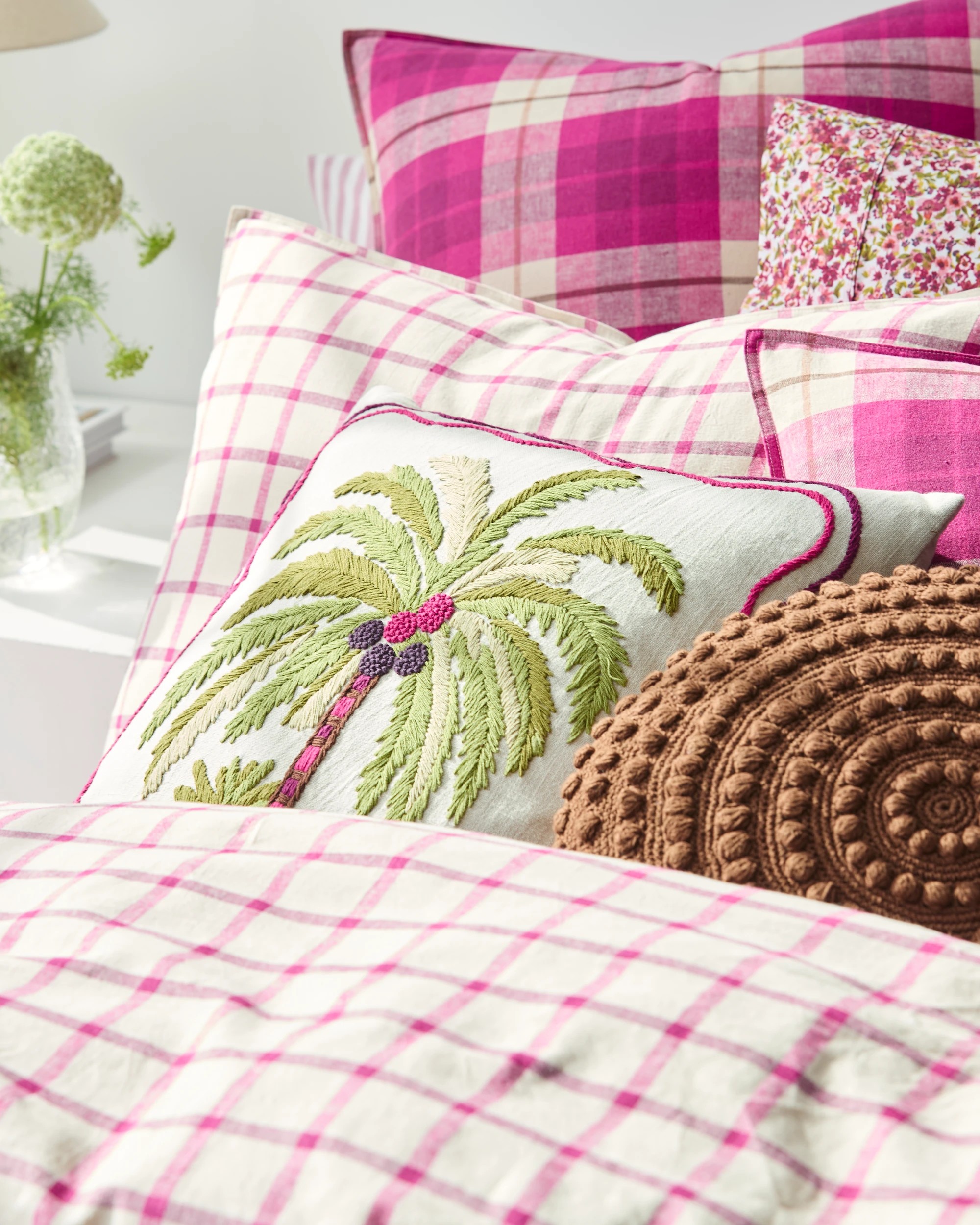 7 Target Aster Check Linen/Coton Quilt Cover Set - Queen Bed - Pink, 7 of 10
